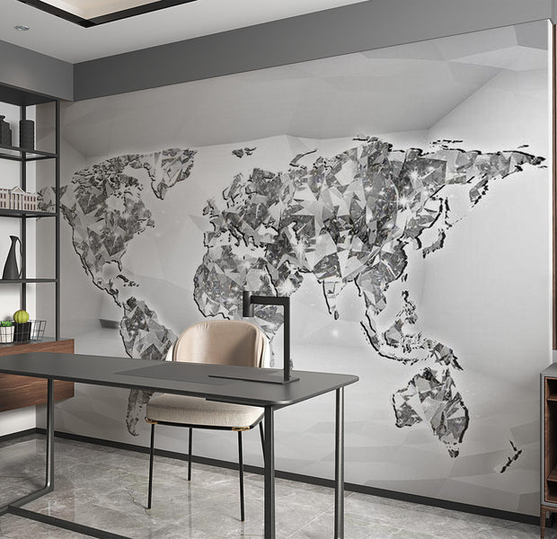 World Map Wallpaper Wall Mural - Diamond Map