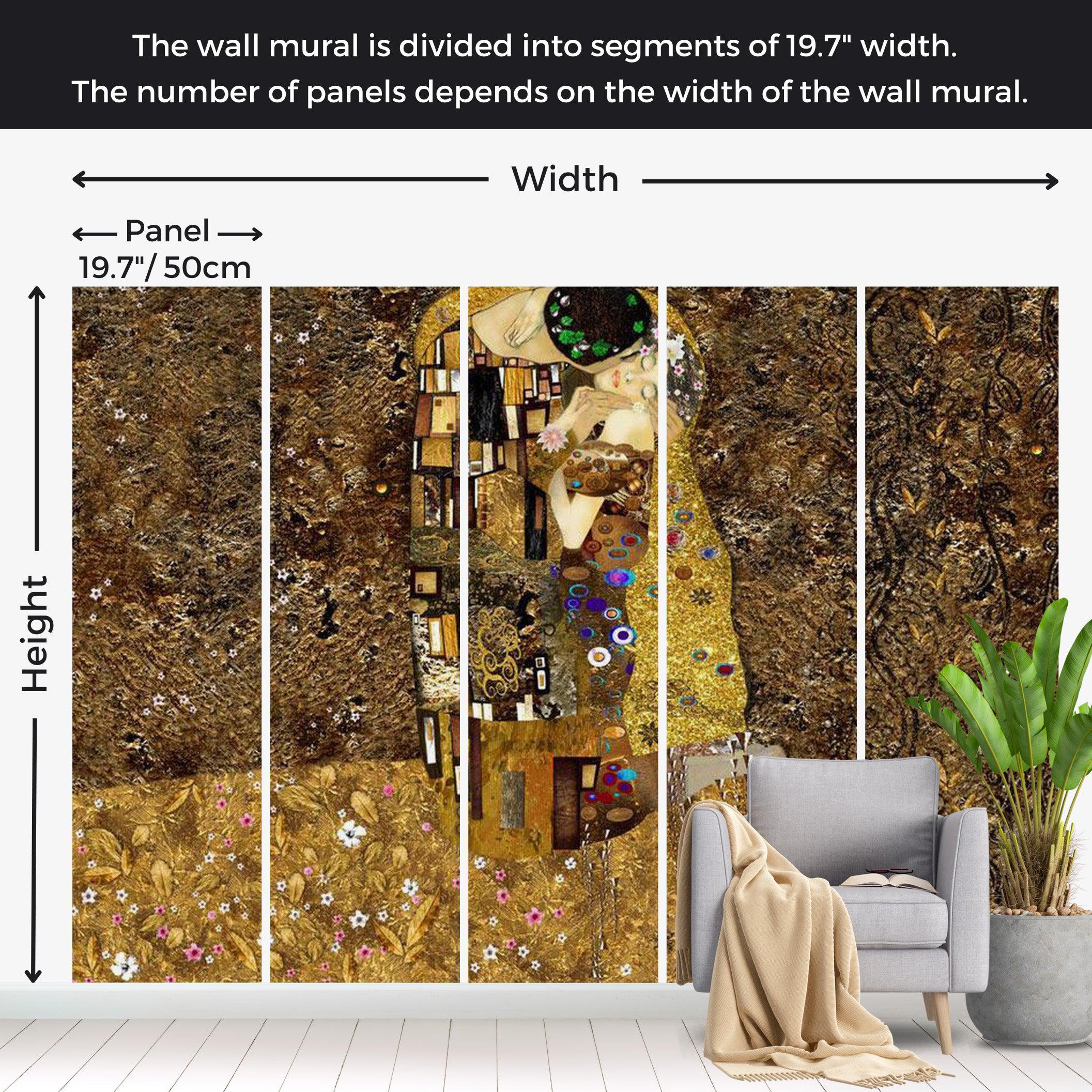 Abstract Wallpaper Wall Mural - Klimt Inspiration Golden Kiss