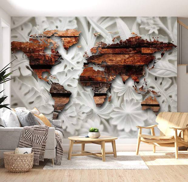 World Map Wallpaper Wall Mural - 3D Fantasy Map 39"Wx27"H