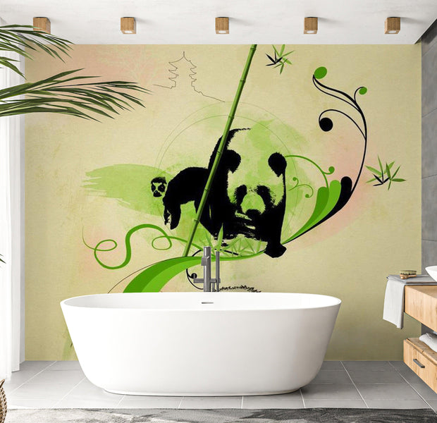 Animal Wallpaper Wall Mural - Giant Panda In Bamboo Forest