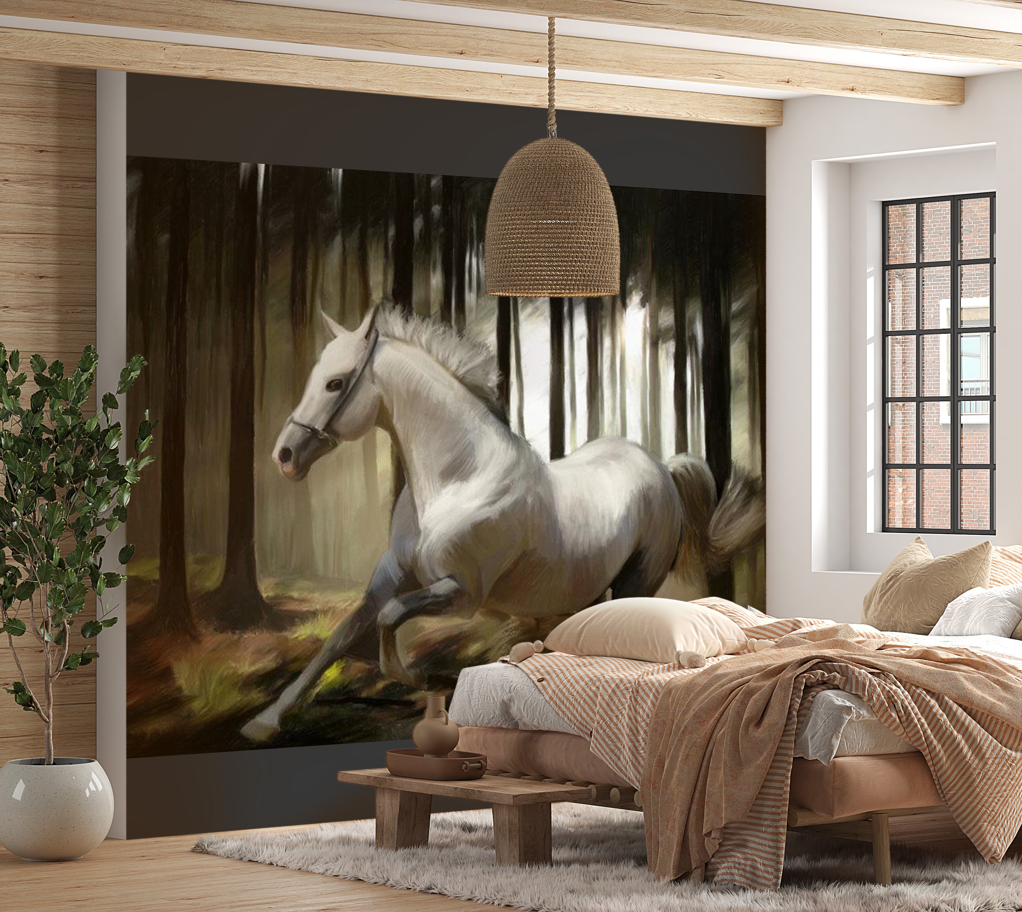 Animal Wallpaper Wall Mural - White Chase 118"Wx90"H