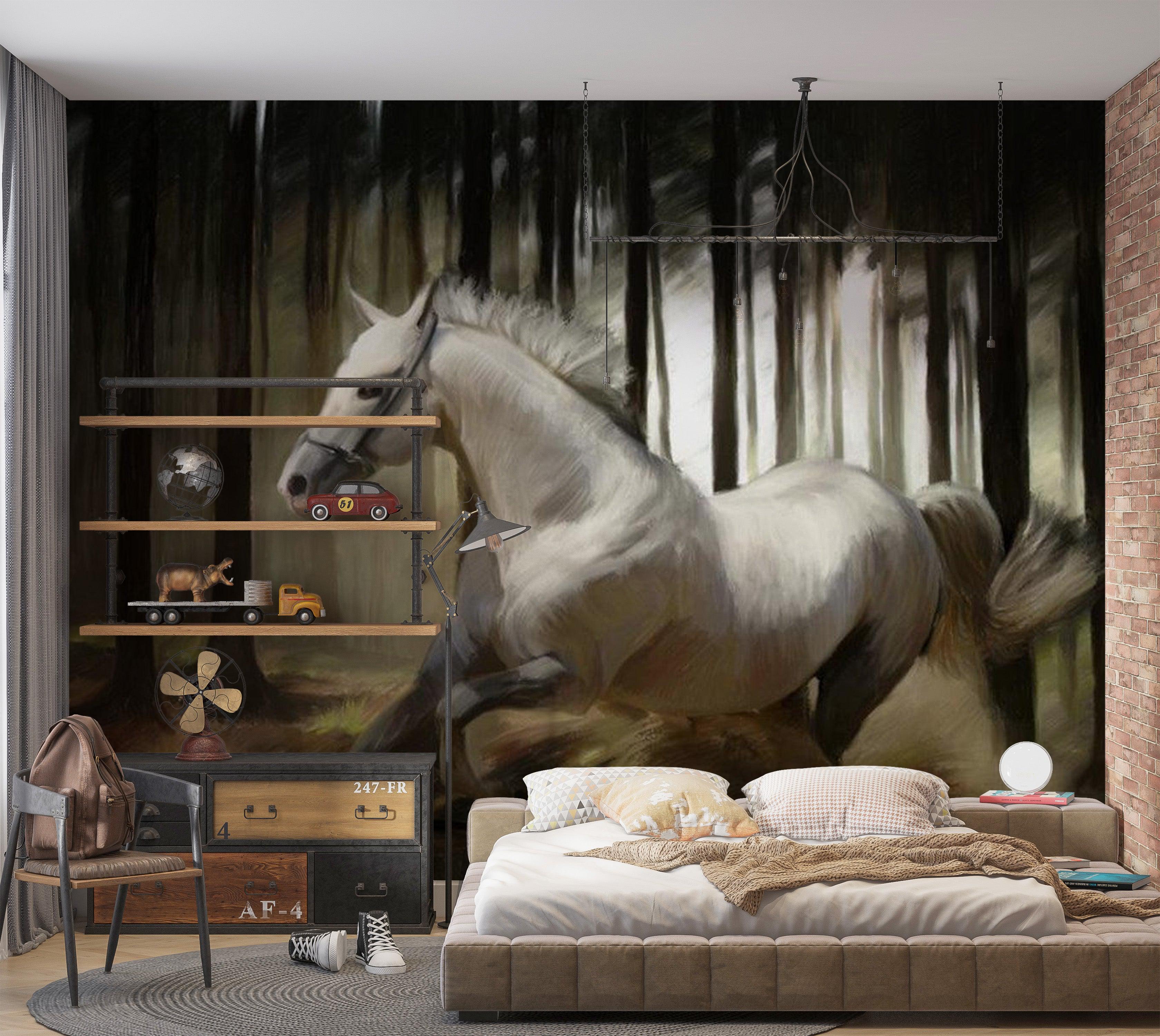 Animal Wallpaper Wall Mural - White Chase