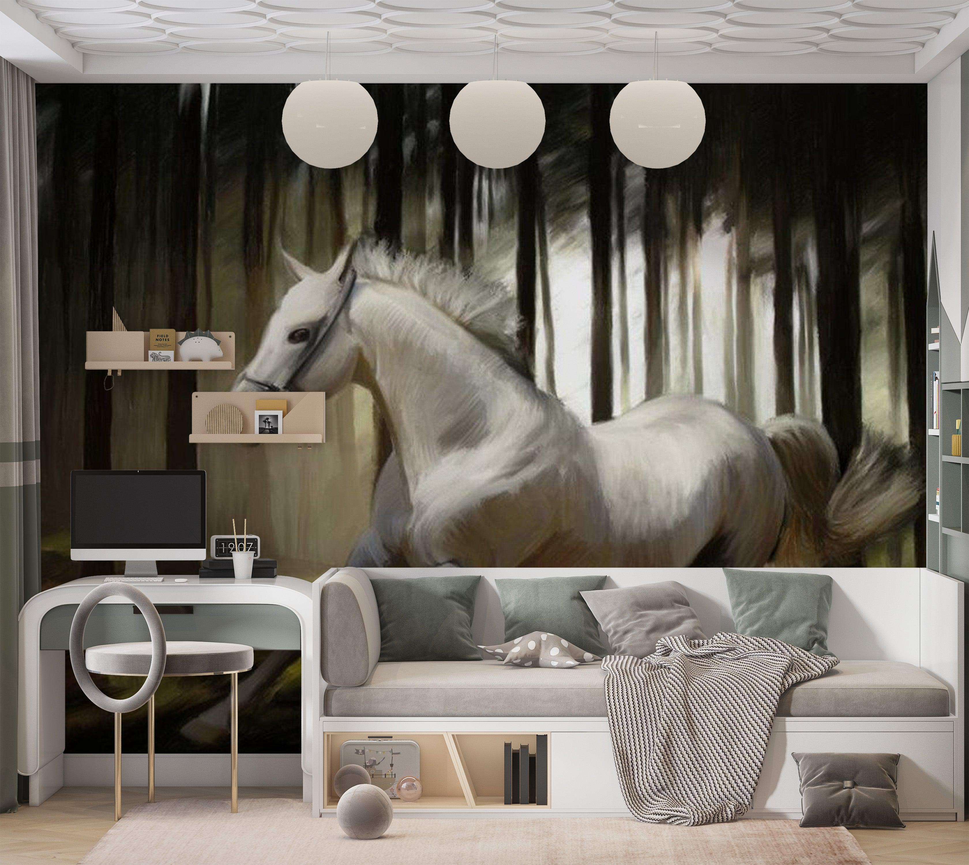 Animal Wallpaper Wall Mural - White Chase