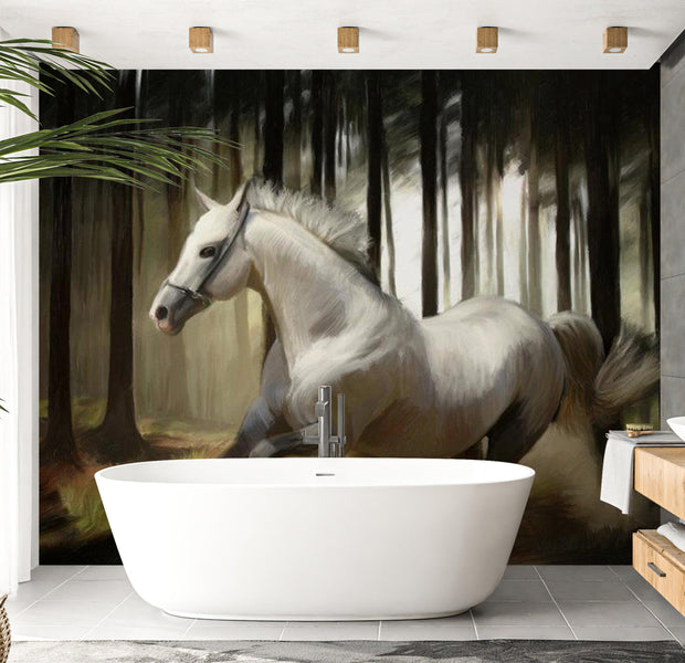 Animal Wallpaper Wall Mural - White Chase