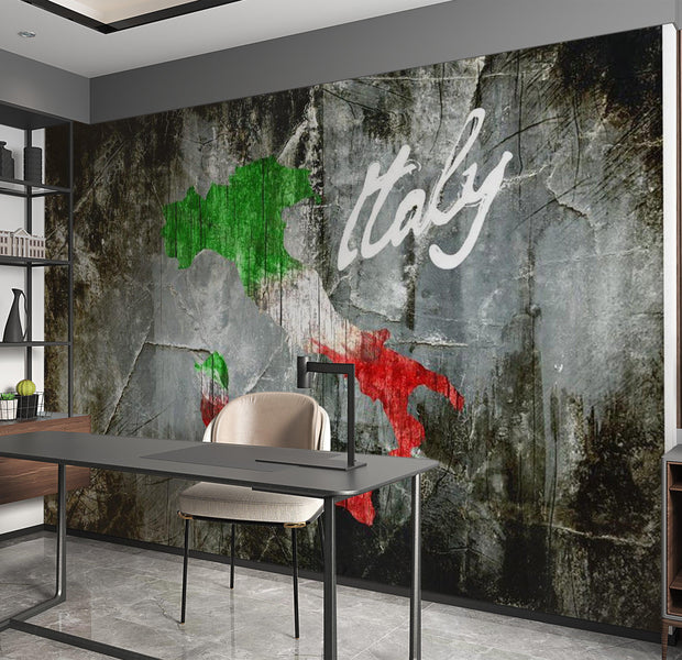 World Map Wallpaper Wall Mural - Italy