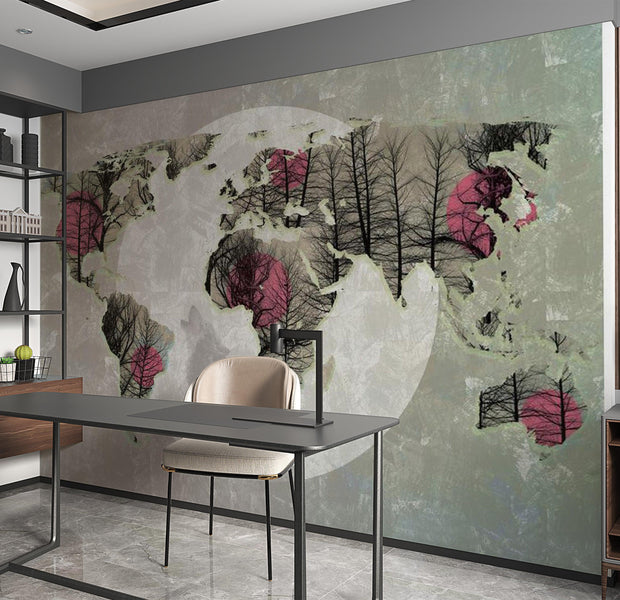 World Map Wallpaper Wall Mural - Moon Fantasy Map