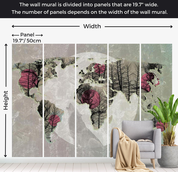 World Map Wallpaper Wall Mural - Moon Fantasy Map 118"Wx90"H