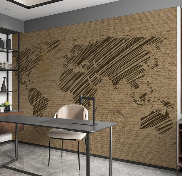World Map Wallpaper Wall Mural - Notes From Journeys