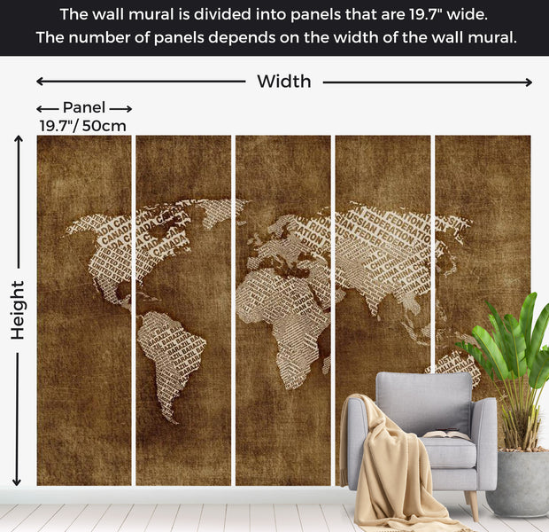 World Map Wallpaper Wall Mural - Geographical Discoveries 118"Wx90"H
