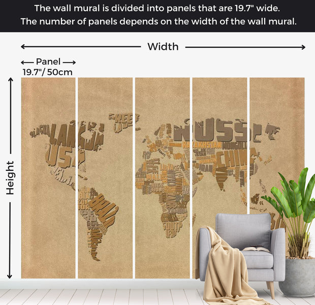 World Map Wallpaper Wall Mural - Map In Aesthetic Colors 118"Wx90"H
