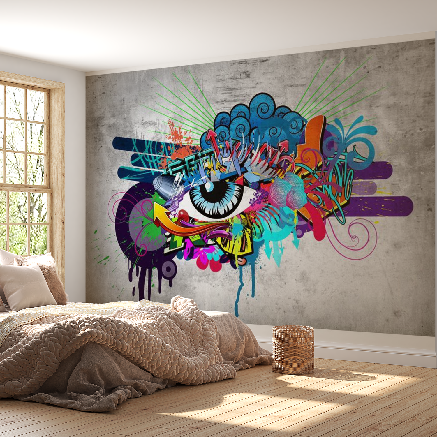 Street Art Wallpaper Wall Mural - Graffiti Eye 39"Wx27"H