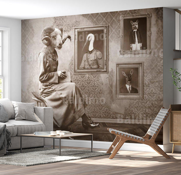 Animal Wallpaper Wall Mural - Real Hipsters 39"Wx27"H