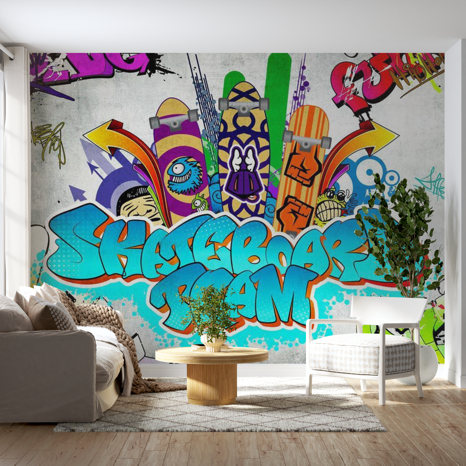 Street Art Wallpaper Wall Mural - Skateboard Team 39"Wx27"H