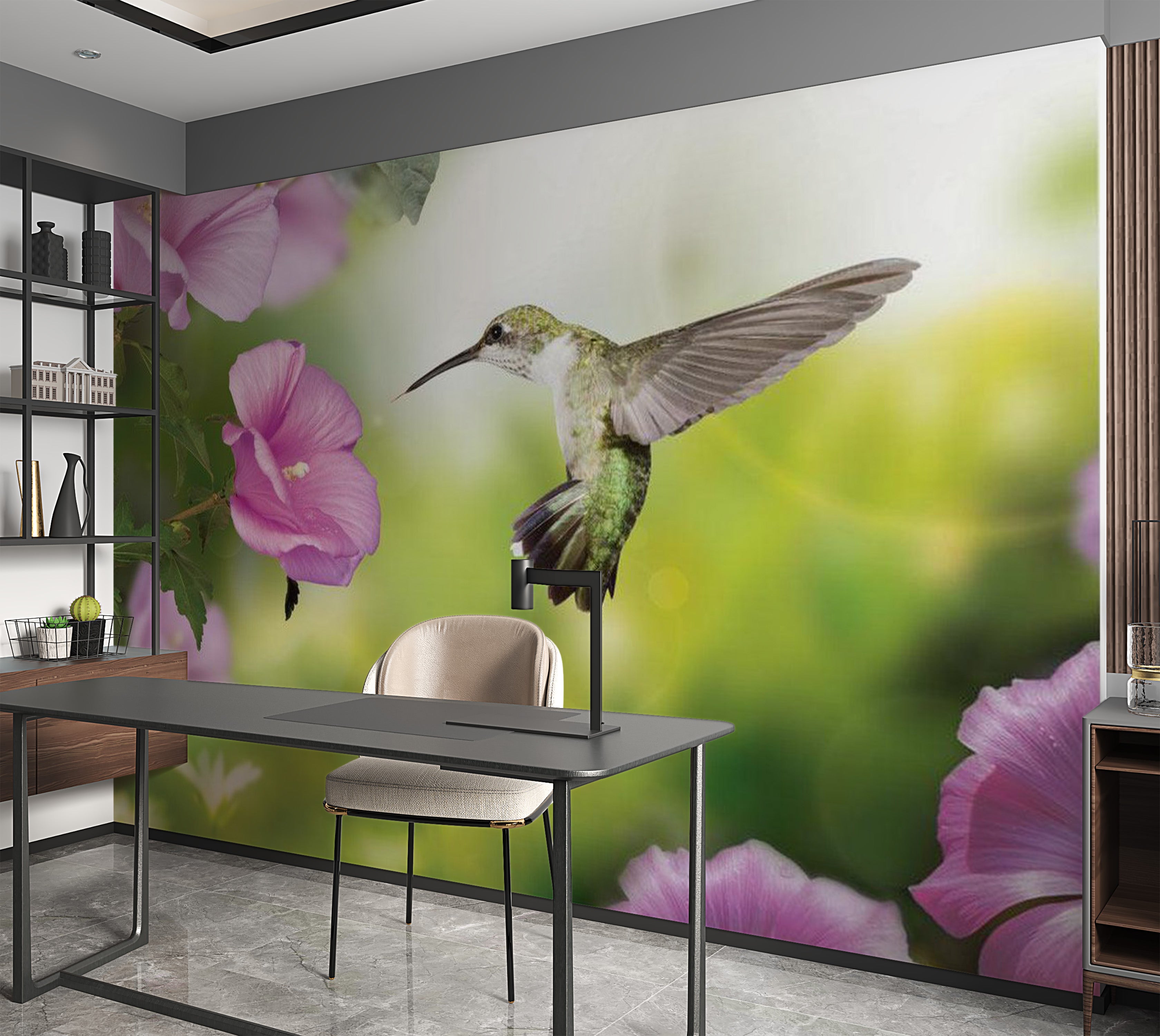 Animal Wallpaper Wall Mural - Humming-Bird 39"Wx27"H