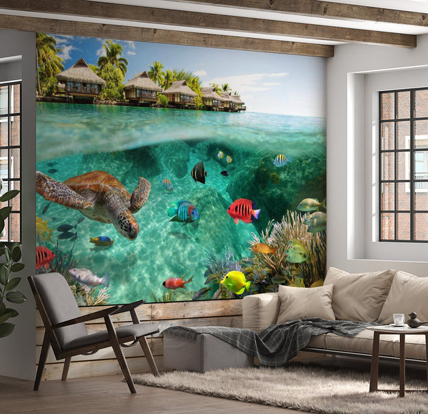 Animal Wallpaper Wall Mural - Under The Surface Of Water 39"Wx27"H