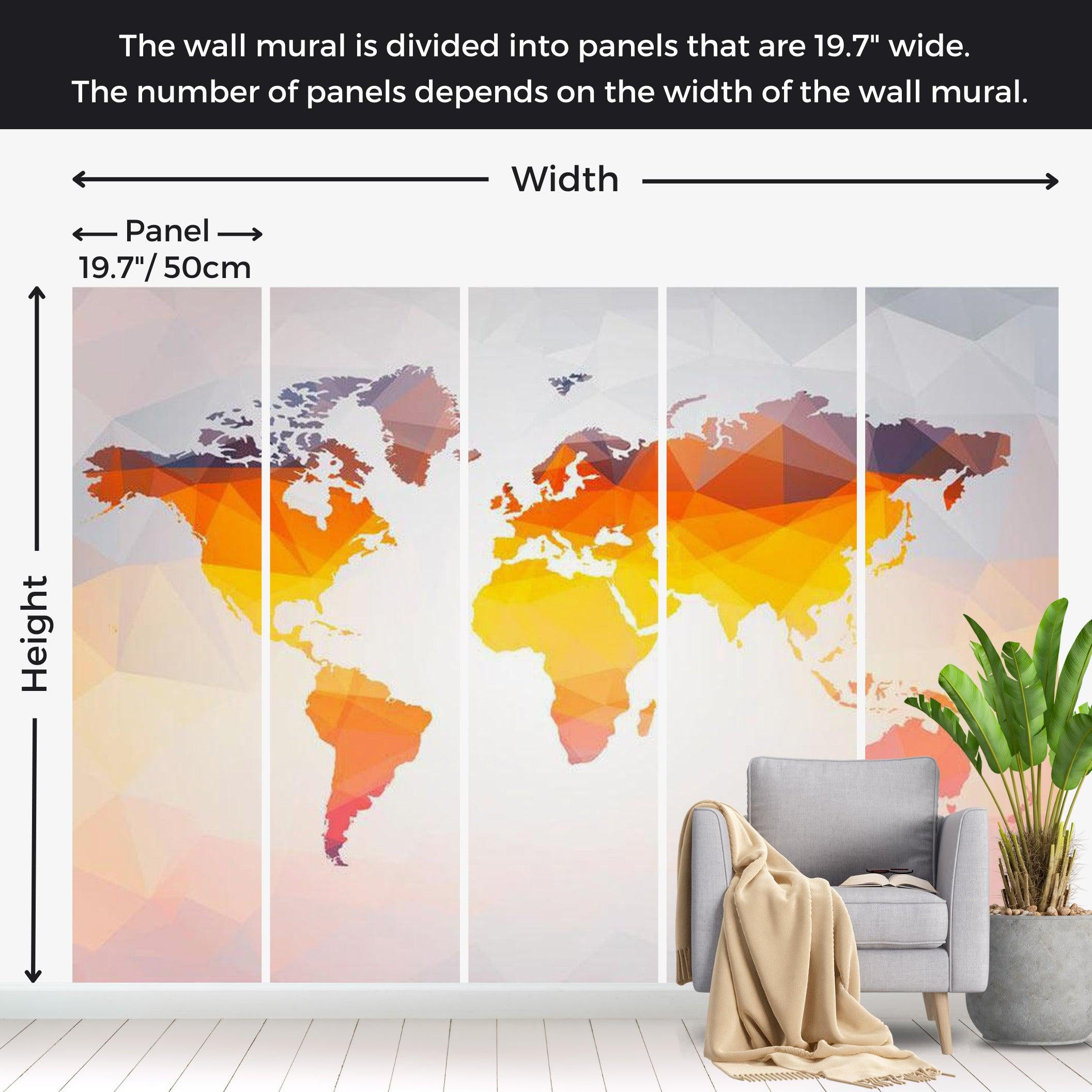 World Map Wallpaper Wall Mural - Bright Geometric Map