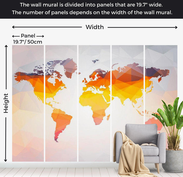 World Map Wallpaper Wall Mural - Bright Geometric Map