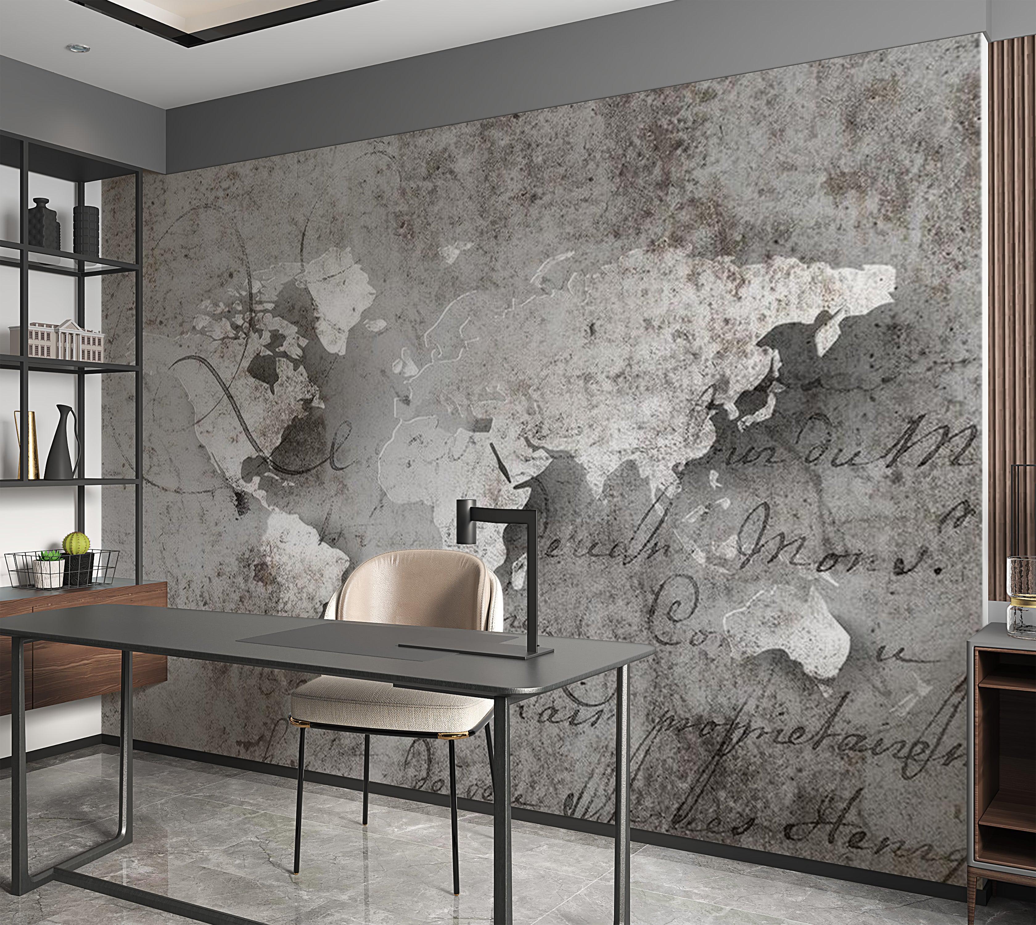 World Map Wallpaper Wall Mural - Map & Old Text