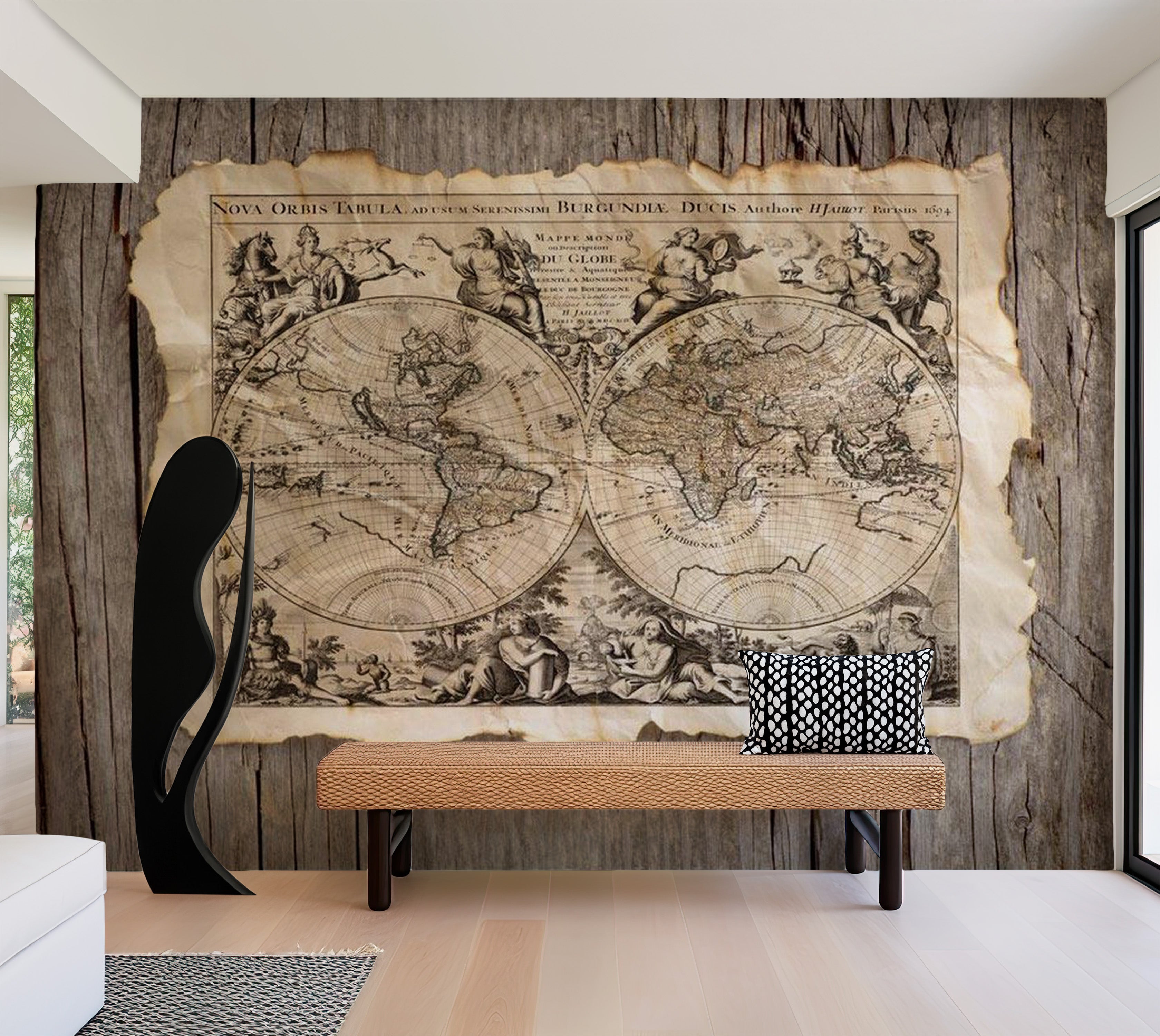 World Map Wallpaper Wall Mural - Nova Orbis Tabula 39"Wx27"H