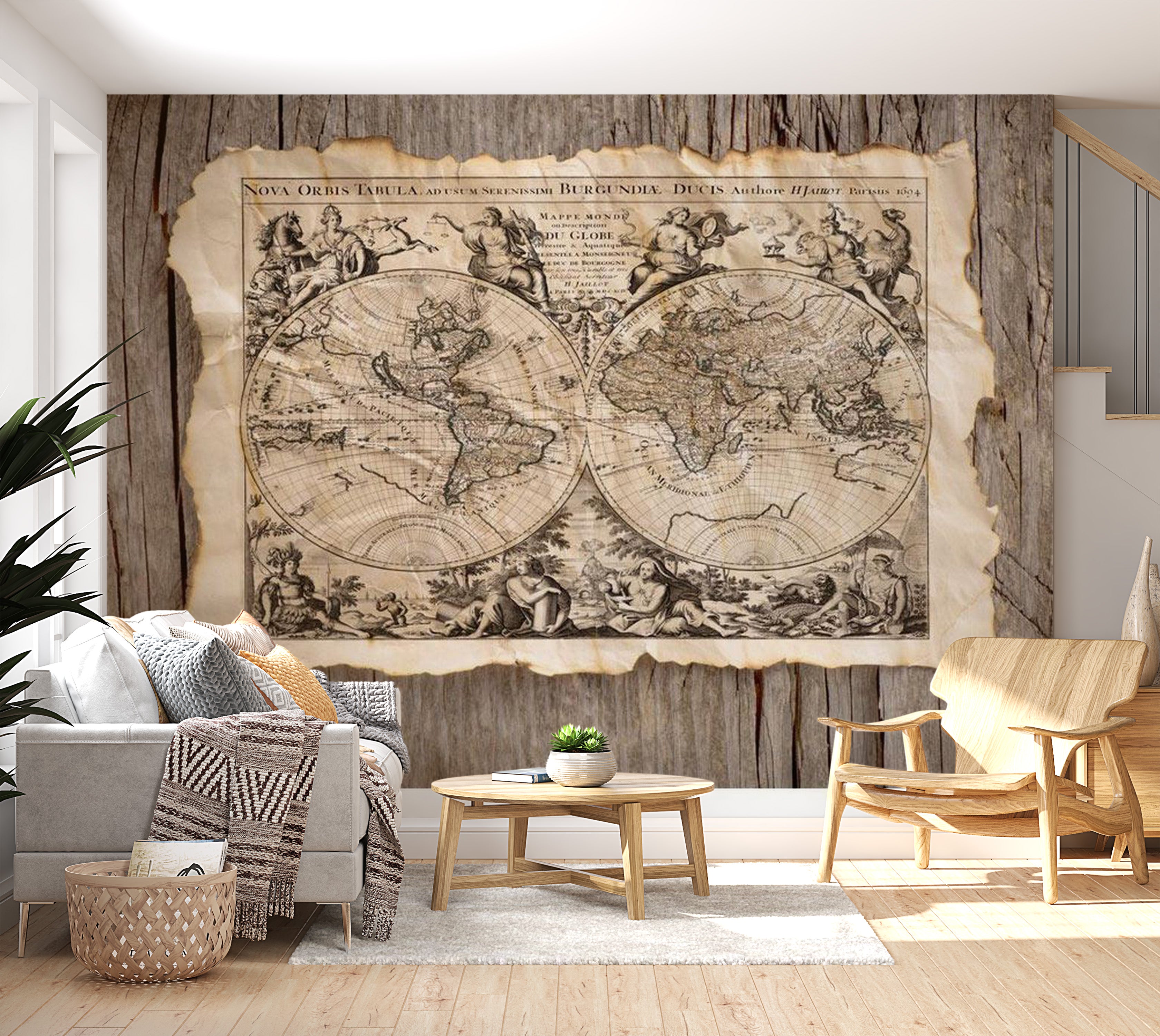 World Map Wallpaper Wall Mural - Nova Orbis Tabula 39"Wx27"H