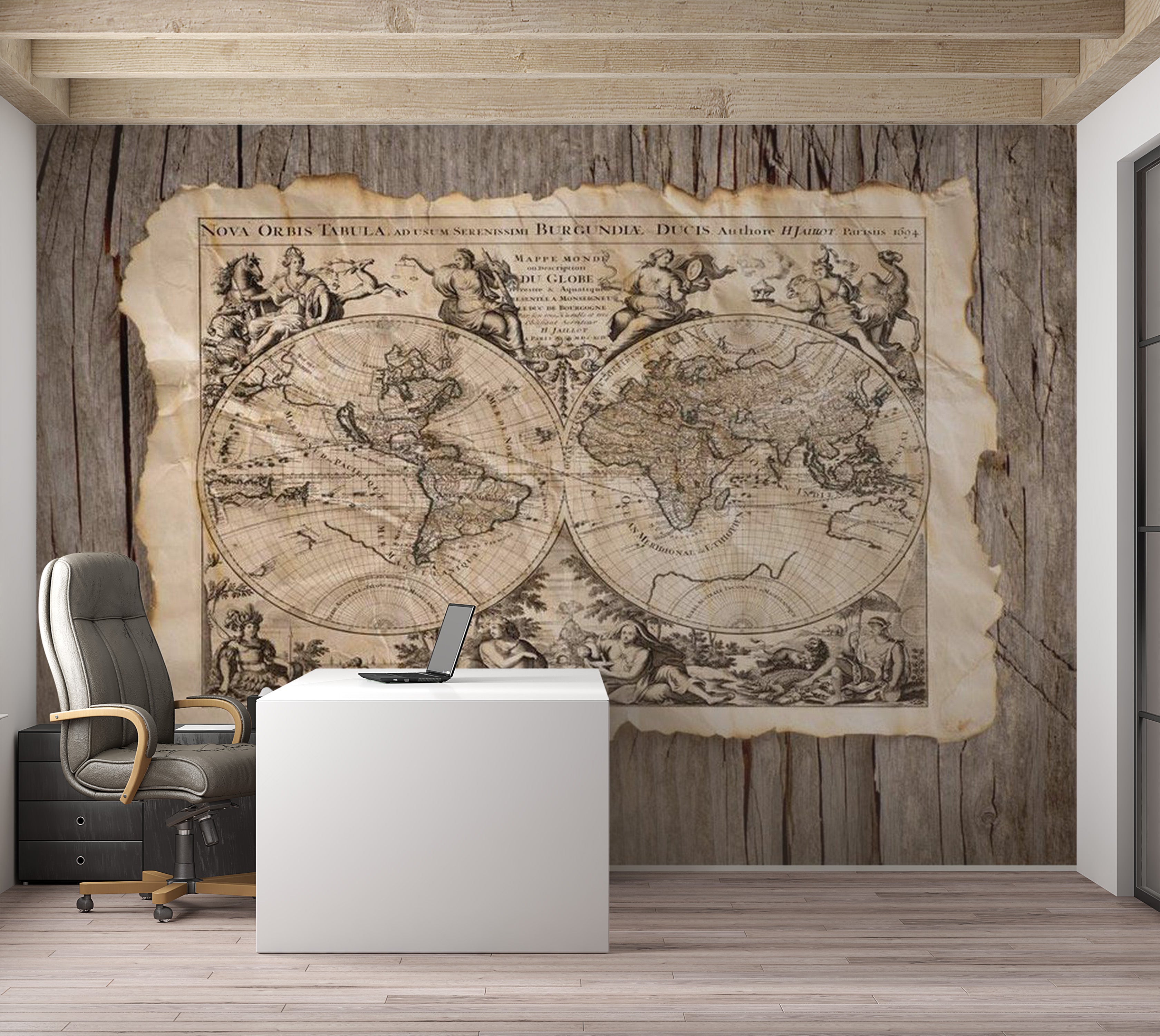 World Map Wallpaper Wall Mural - Nova Orbis Tabula 39"Wx27"H