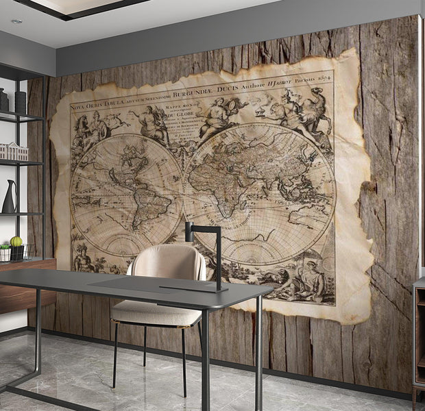 World Map Wallpaper Wall Mural - Nova Orbis Tabula
