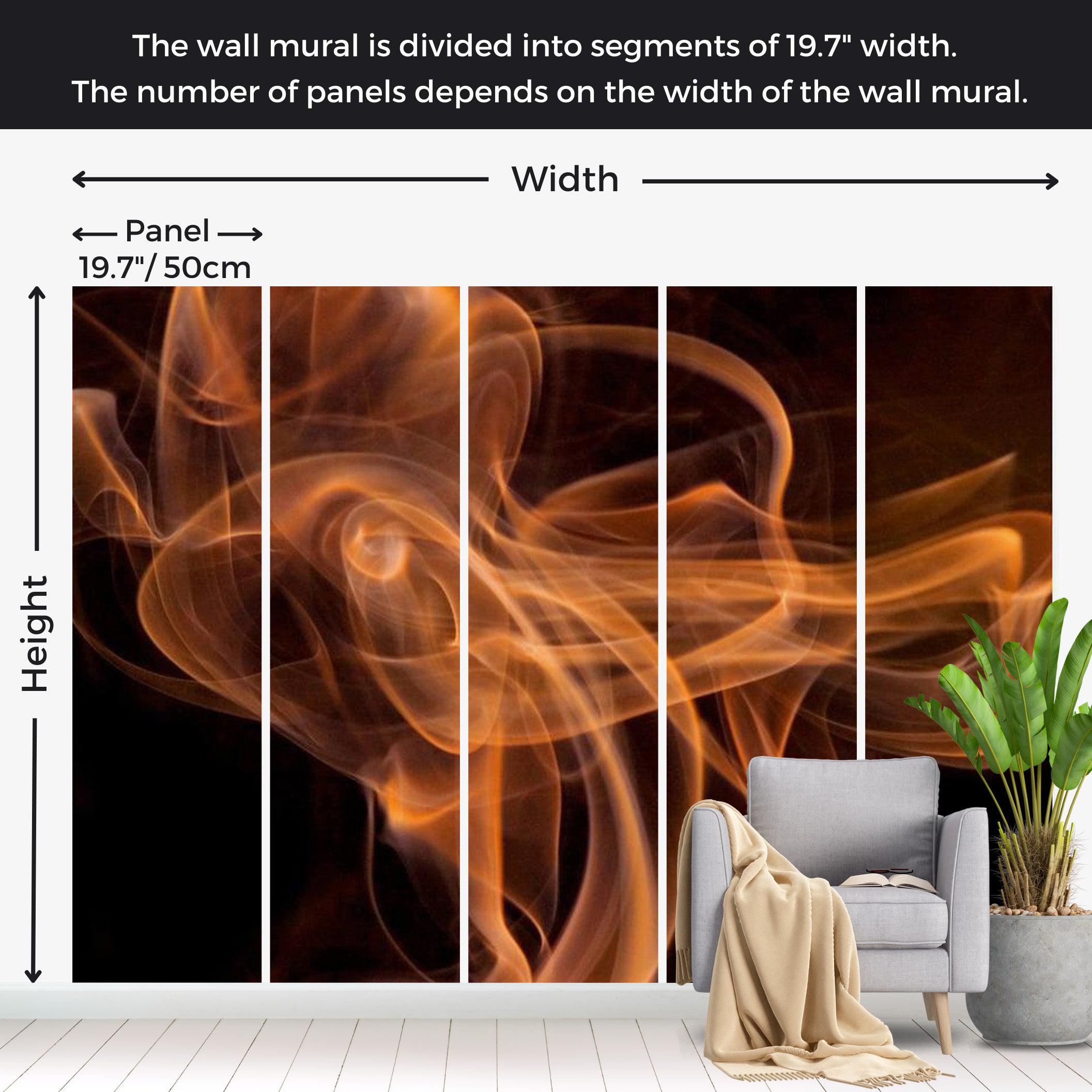 Abstract Wallpaper Wall Mural - Orange Smoke Art