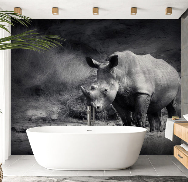 Animal Wallpaper Wall Mural - Rhinoceros Lost In Reverie
