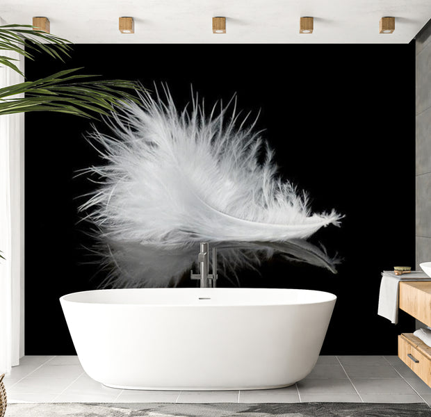 Animal Wallpaper Wall Mural - White Feather 118"Wx90"H