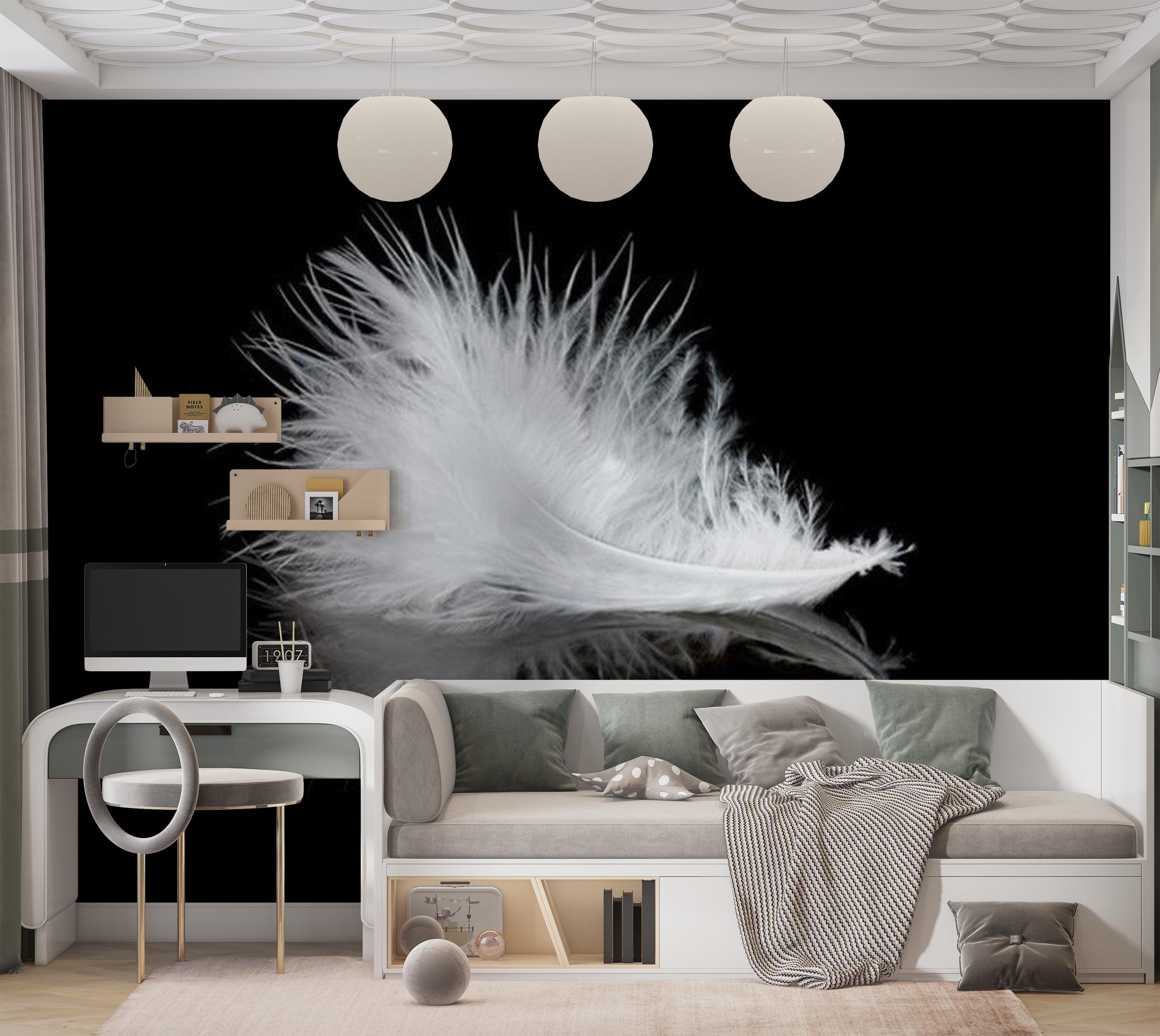 Animal Wallpaper Wall Mural - White Feather