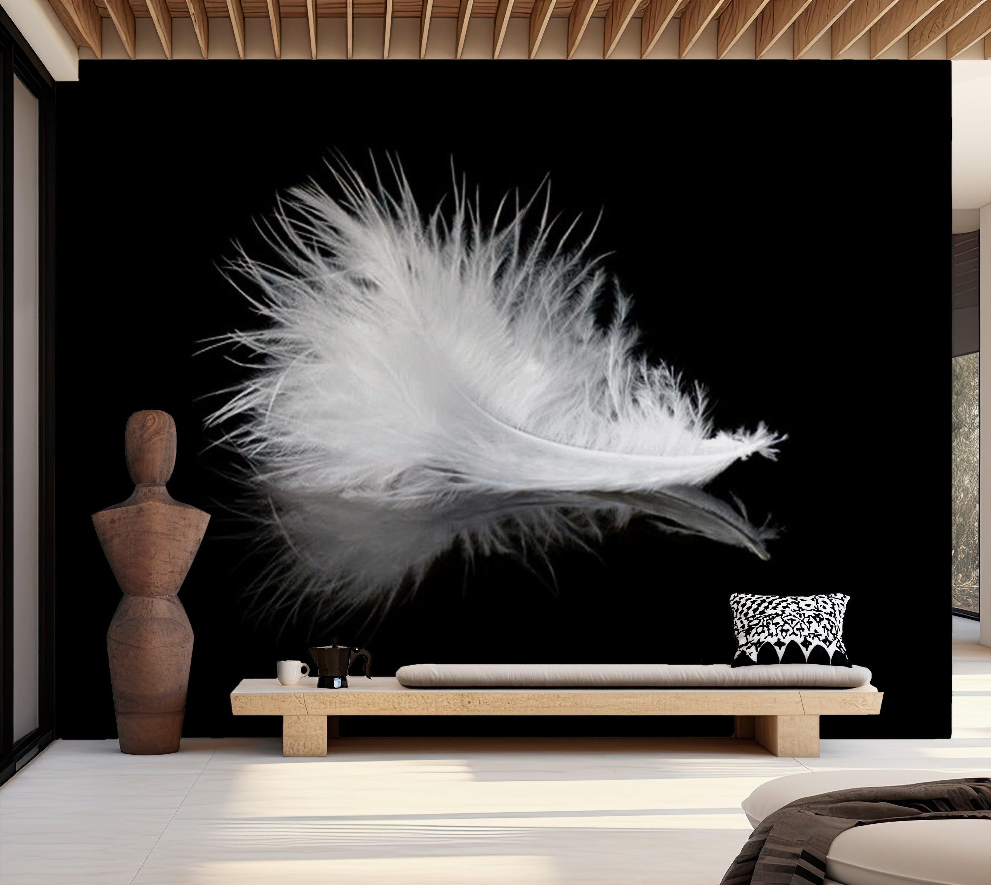 Animal Wallpaper Wall Mural - White Feather