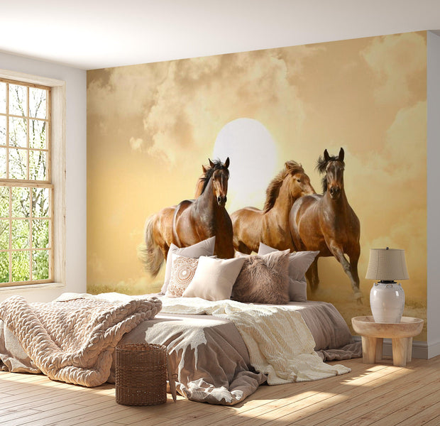 Animal Wallpaper Wall Mural - Running Horses