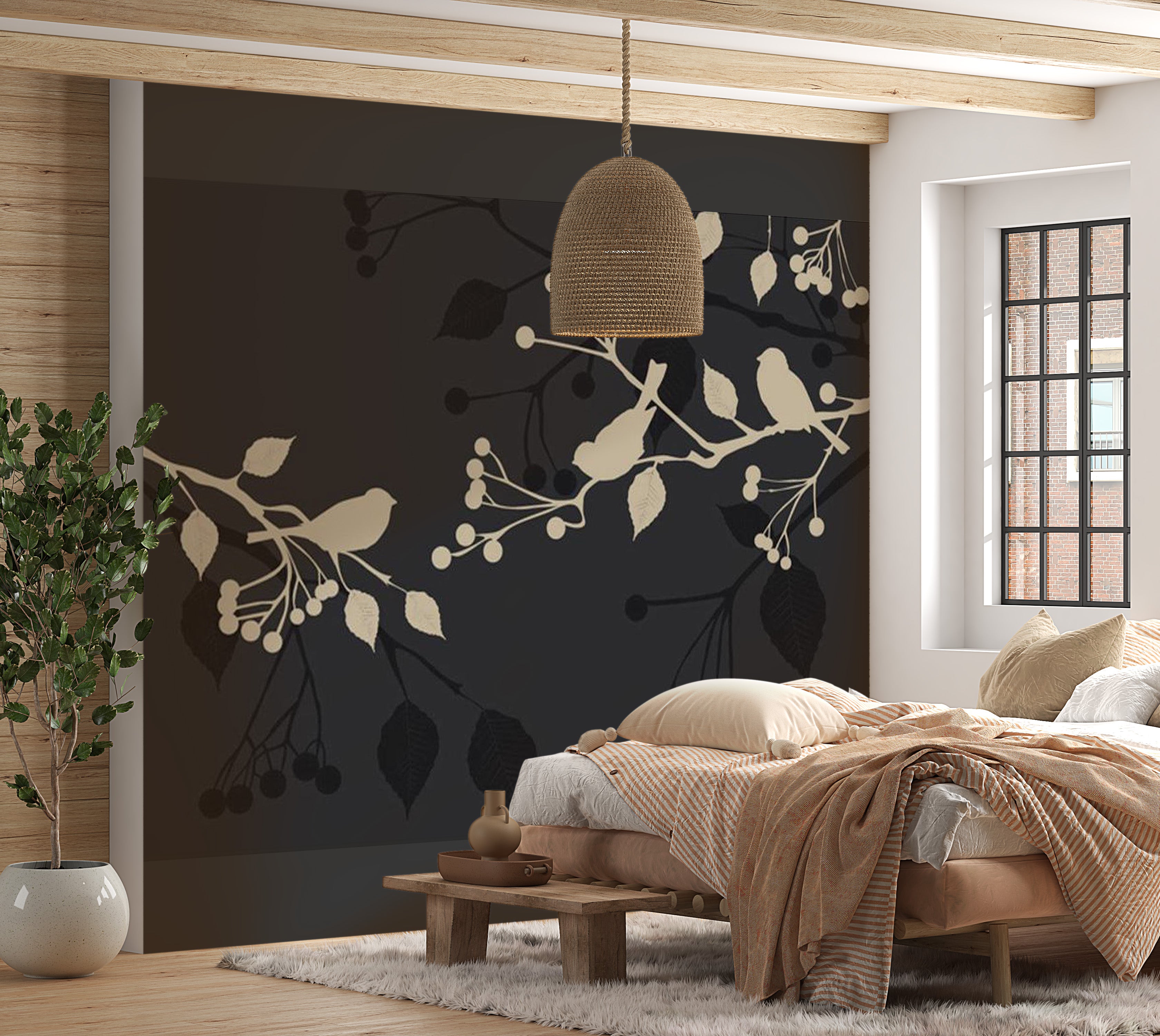 Animal Wallpaper Wall Mural - Little Birds 118"Wx90"H