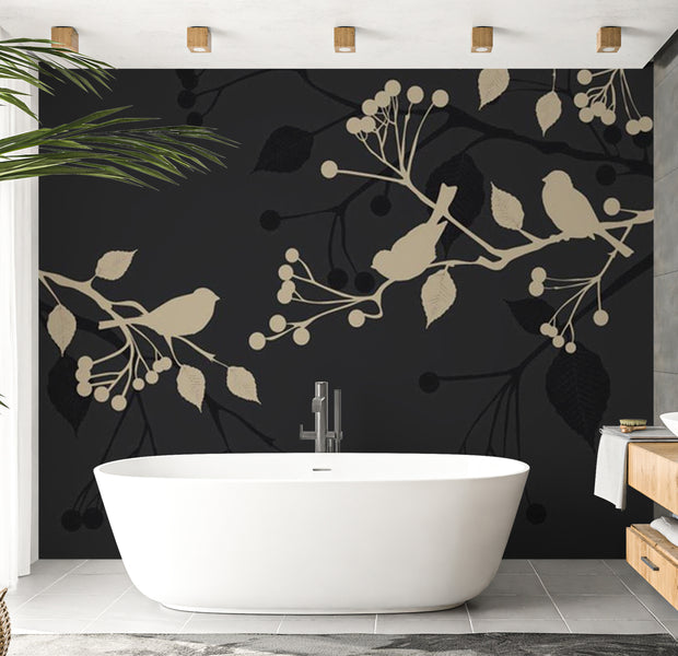 Animal Wallpaper Wall Mural - Little Birds 118"Wx90"H