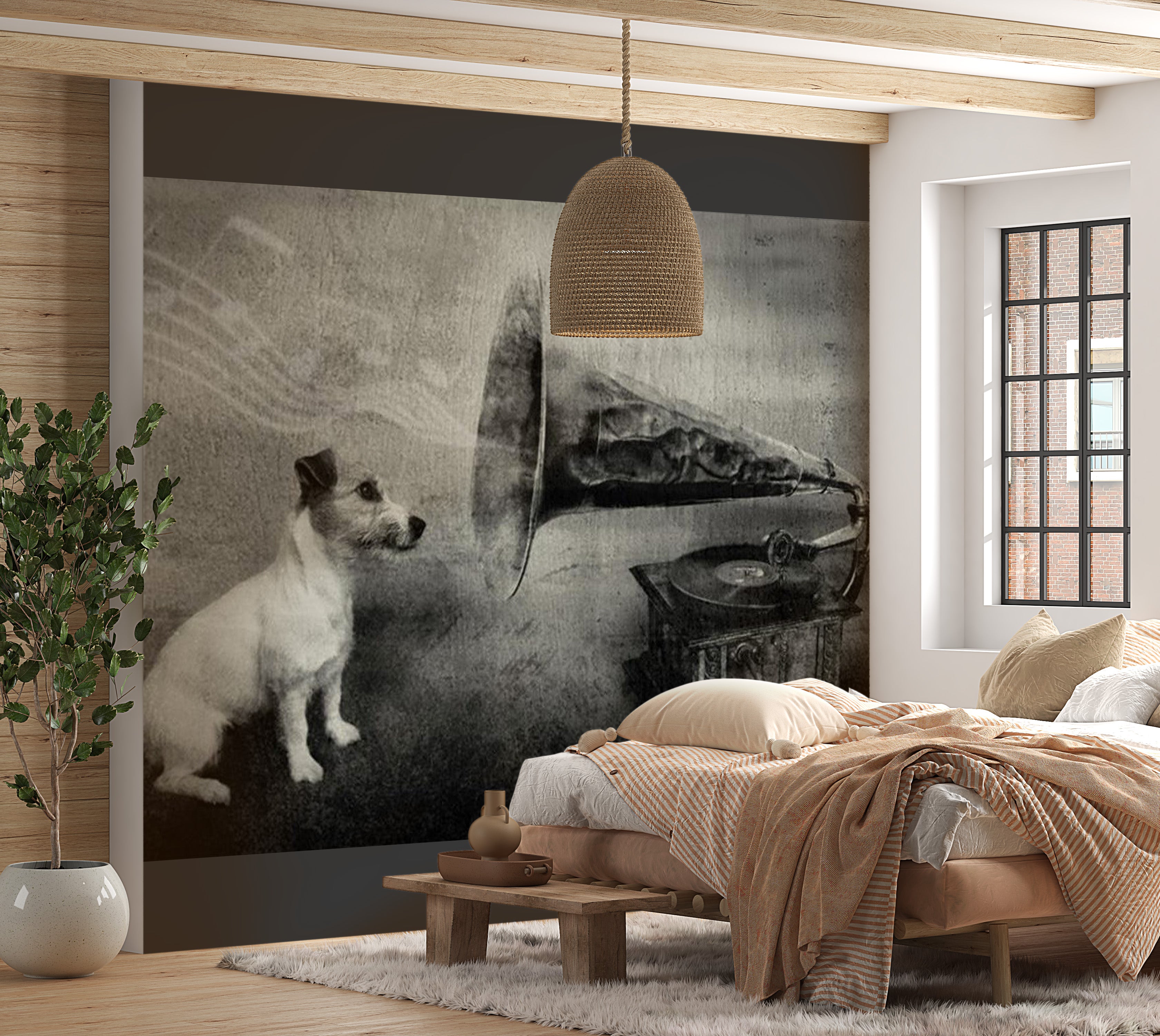 Animal Wallpaper Wall Mural - Dog's Melodies 118"Wx90"H