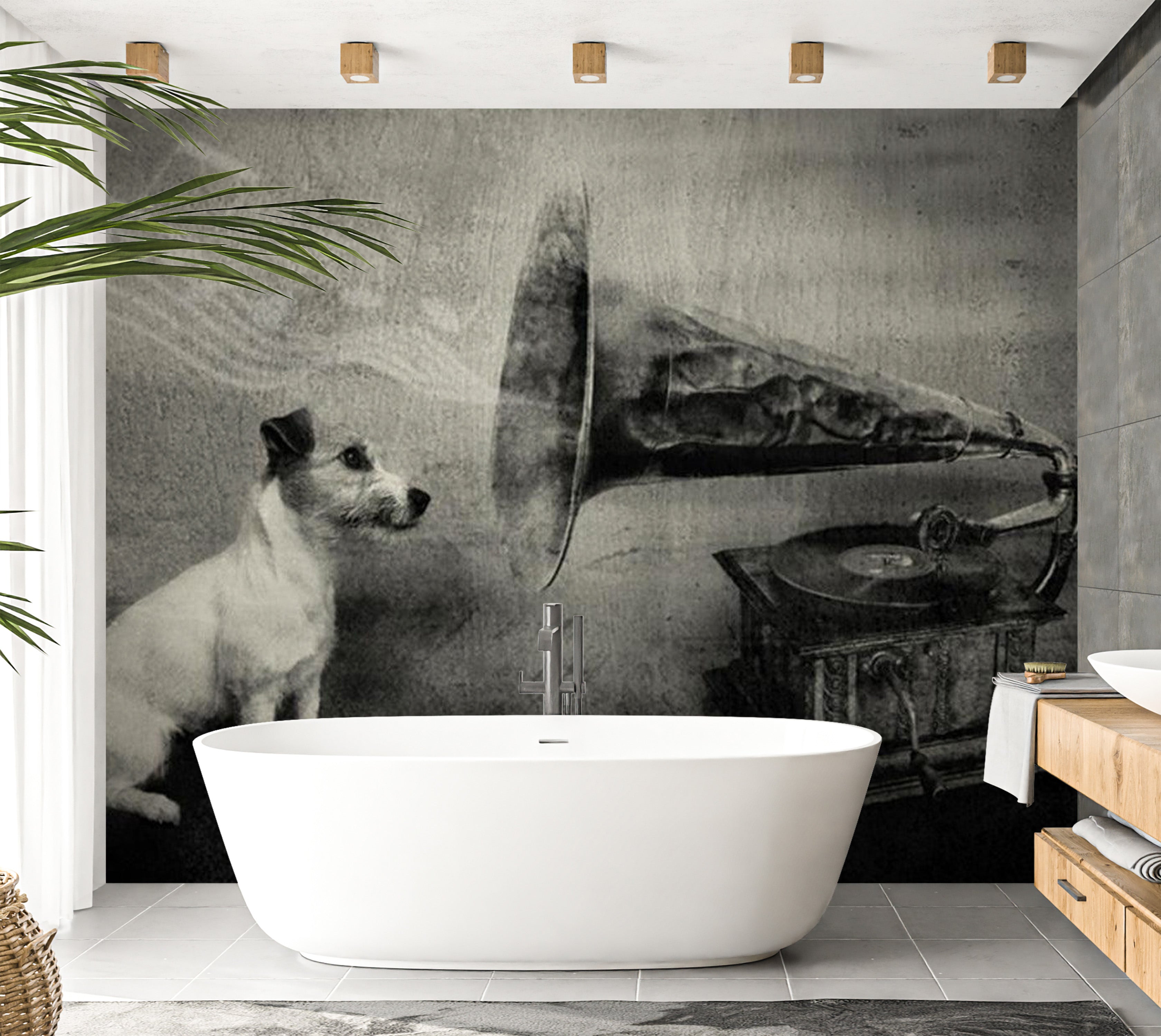 Animal Wallpaper Wall Mural - Dog's Melodies 118"Wx90"H