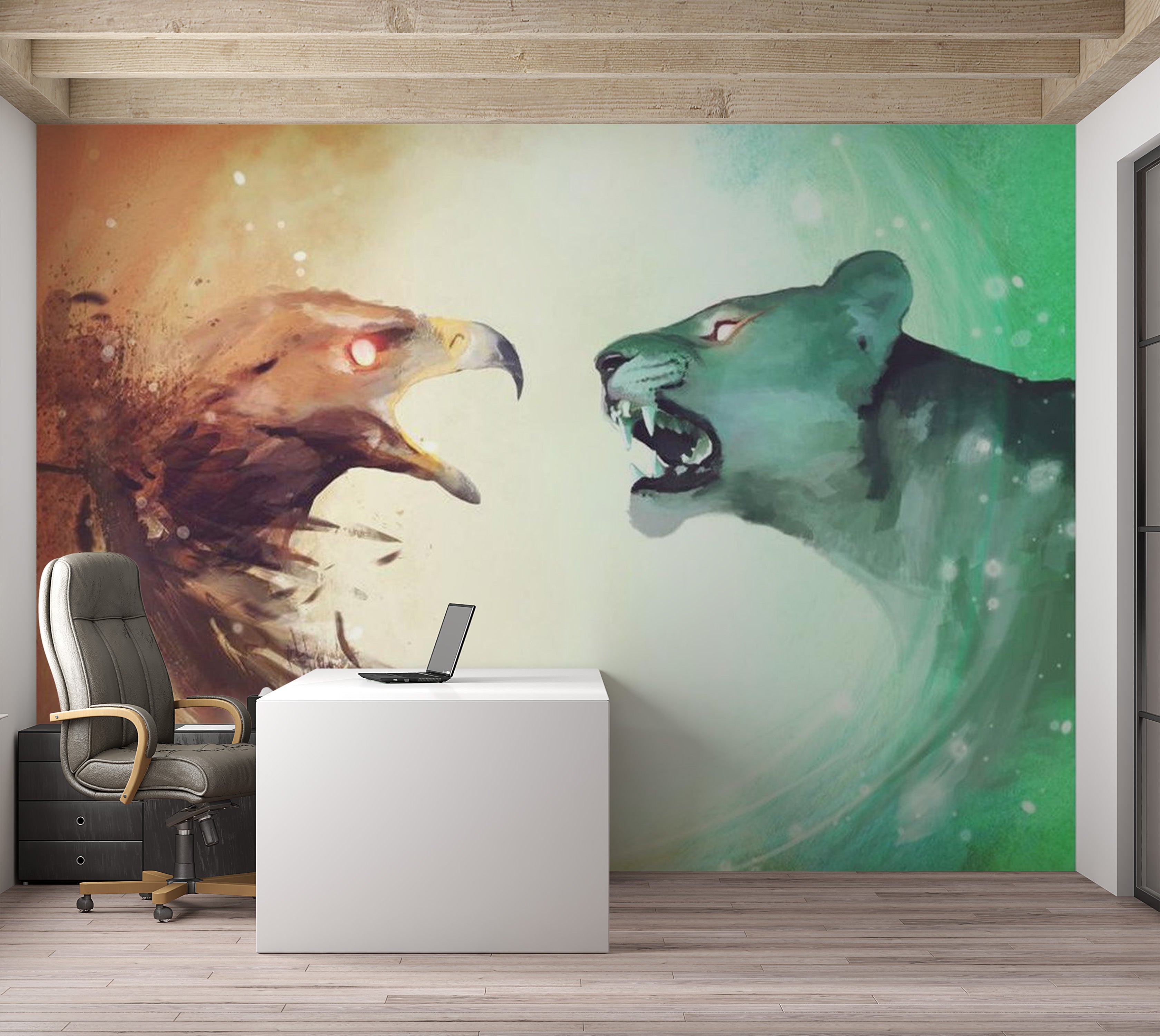 Animal Wallpaper Wall Mural - Interspecies Clash 118"Wx90"H