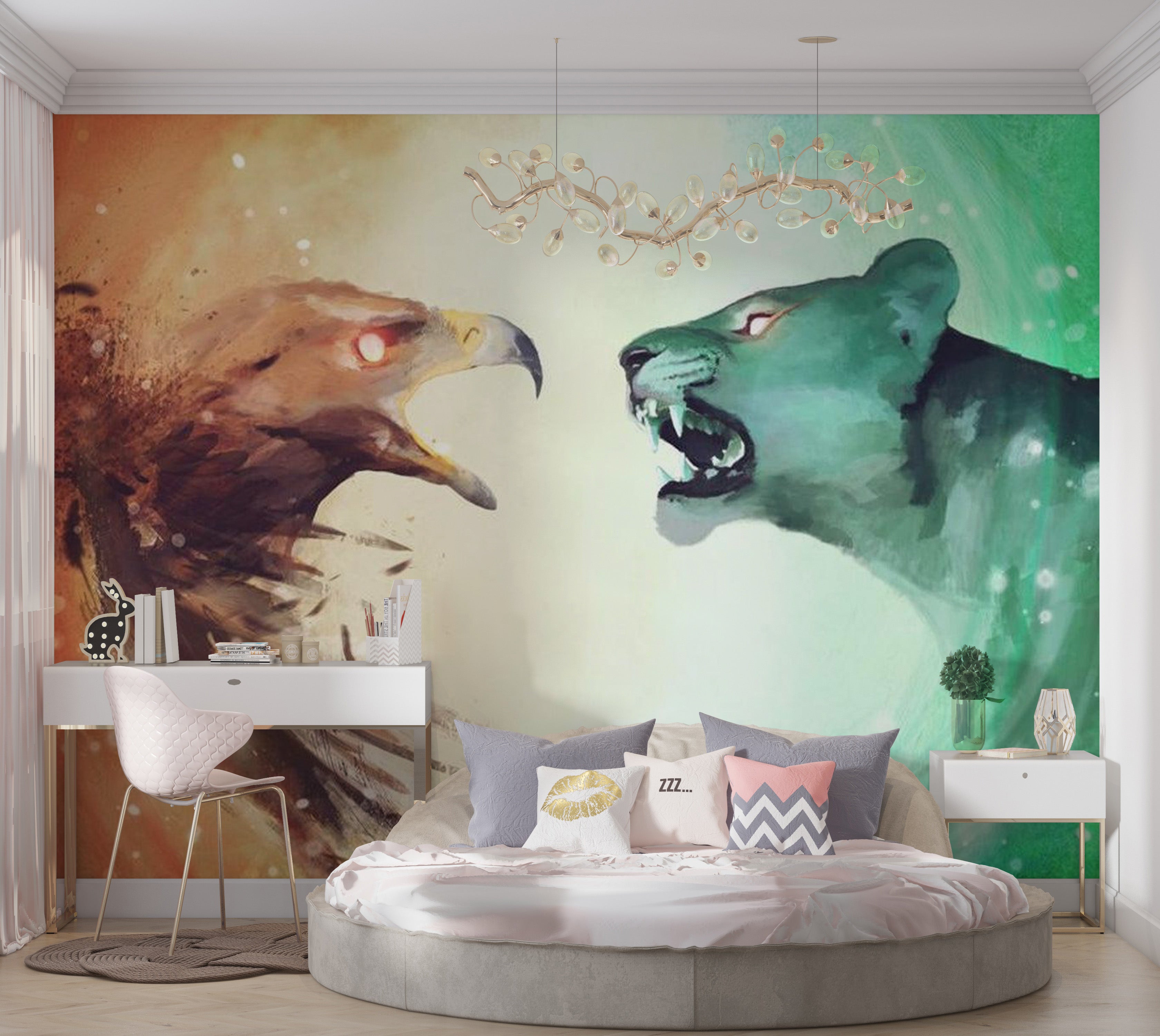 Animal Wallpaper Wall Mural - Interspecies Clash 118"Wx90"H