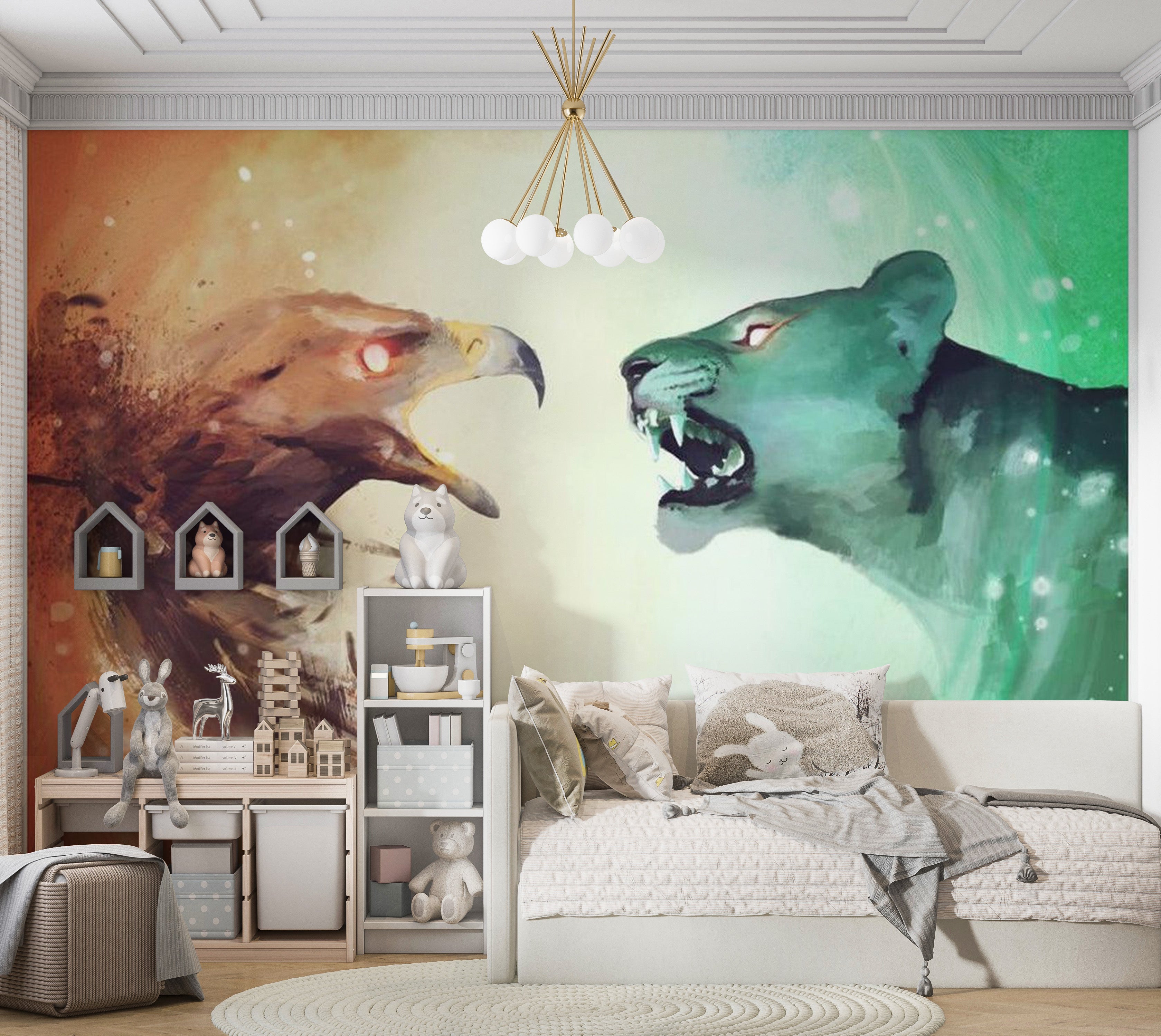 Animal Wallpaper Wall Mural - Interspecies Clash 118"Wx90"H