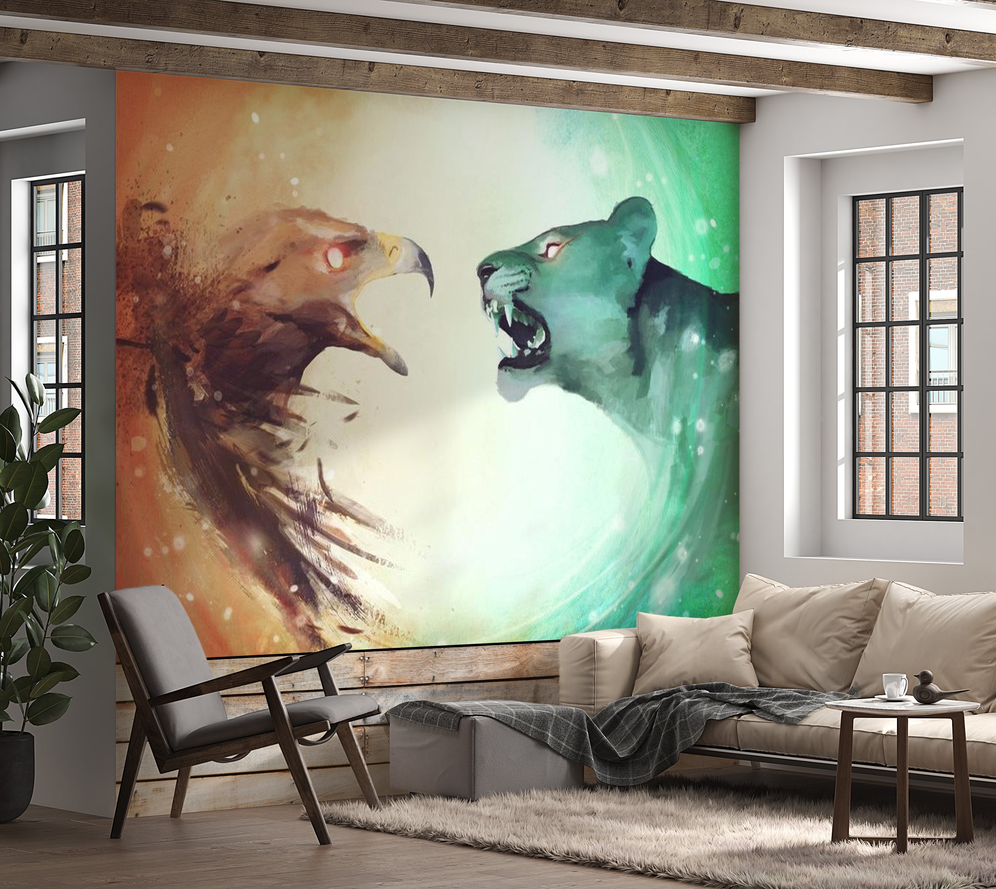 Animal Wallpaper Wall Mural - Interspecies Clash 118"Wx90"H