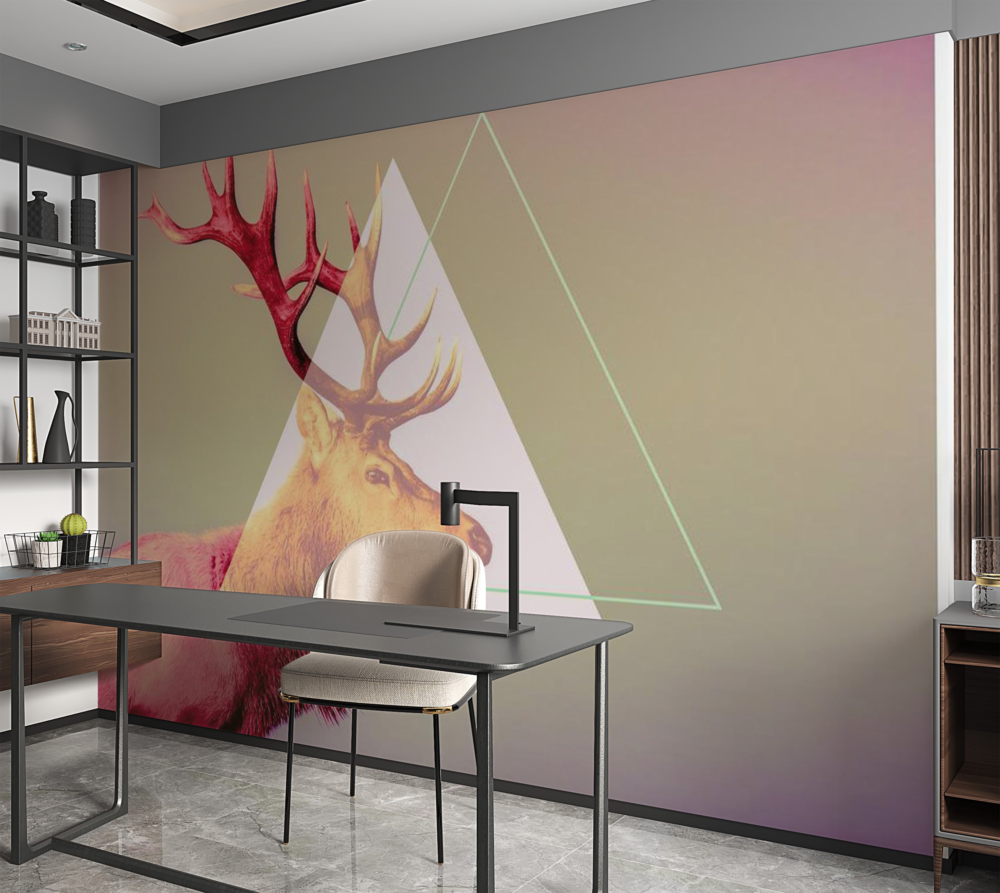 Animal Wallpaper Wall Mural - Deer Graphic Pattern 118"Wx90"H