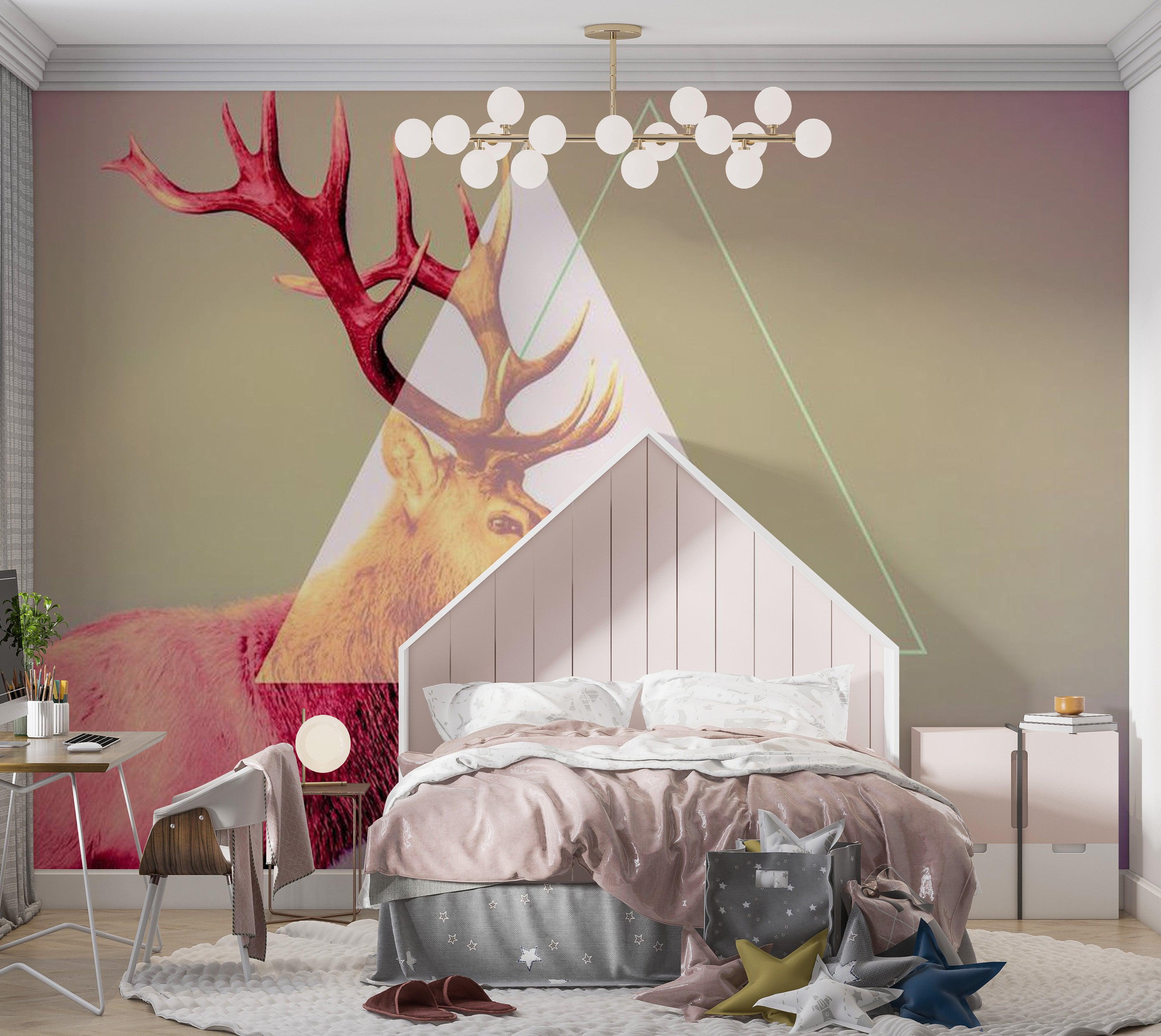 Animal Wallpaper Wall Mural - Deer Graphic Pattern