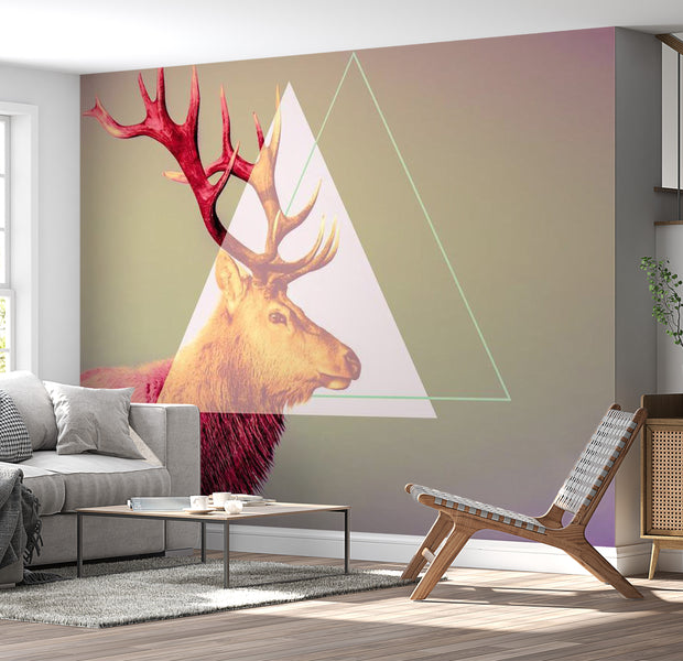 Animal Wallpaper Wall Mural - Deer Graphic Pattern 118"Wx90"H