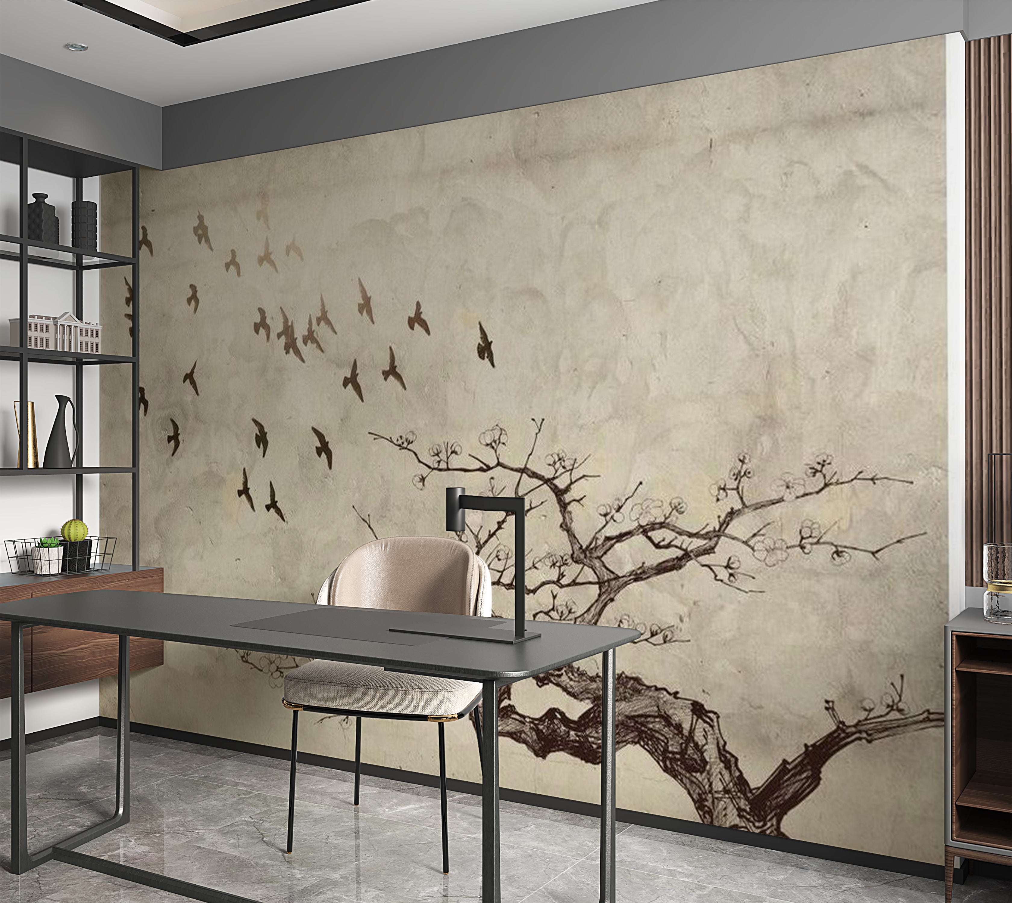 Animal Wallpaper Wall Mural - Flock Of Birds 118"Wx90"H