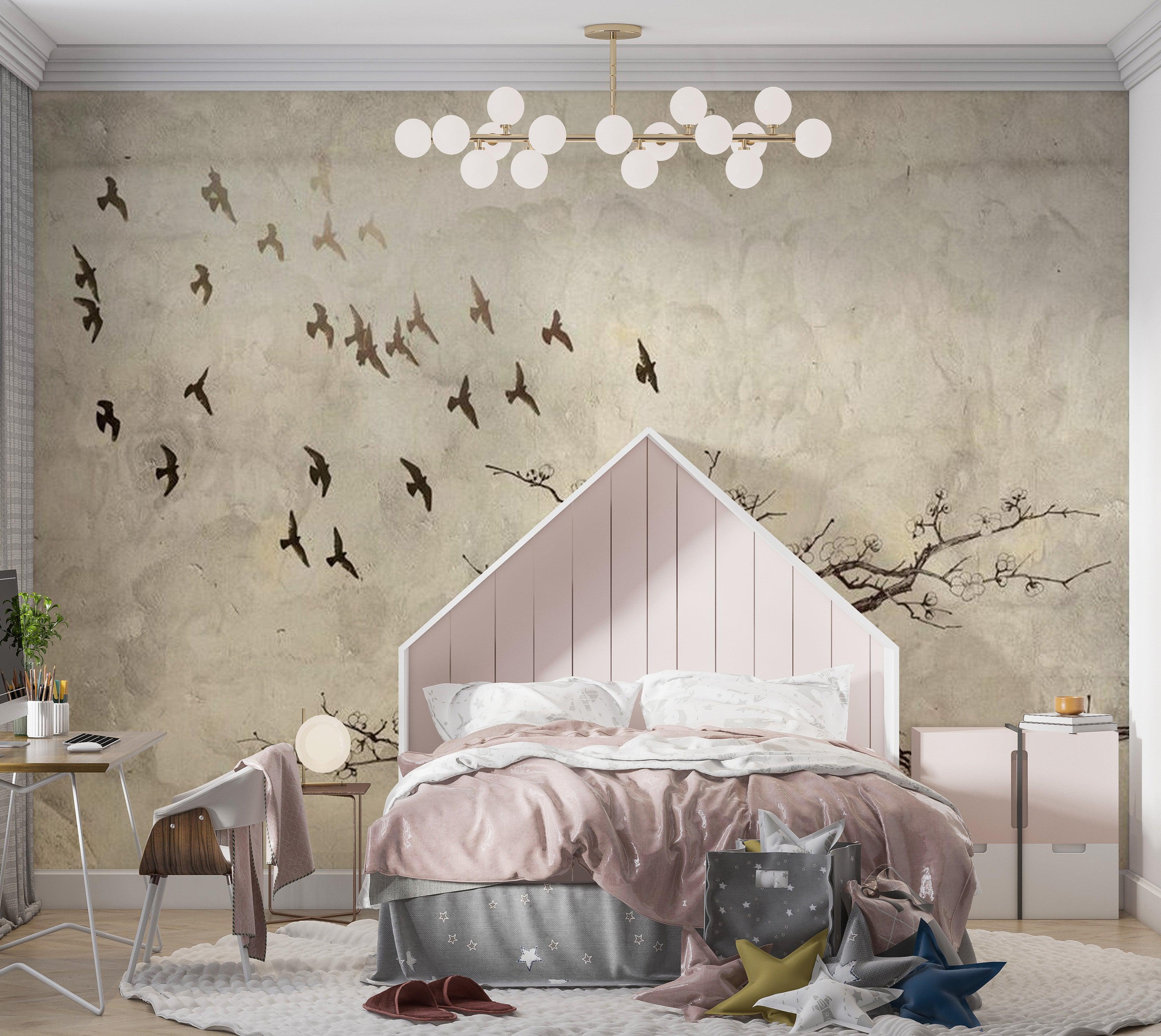 Animal Wallpaper Wall Mural - Flock Of Birds