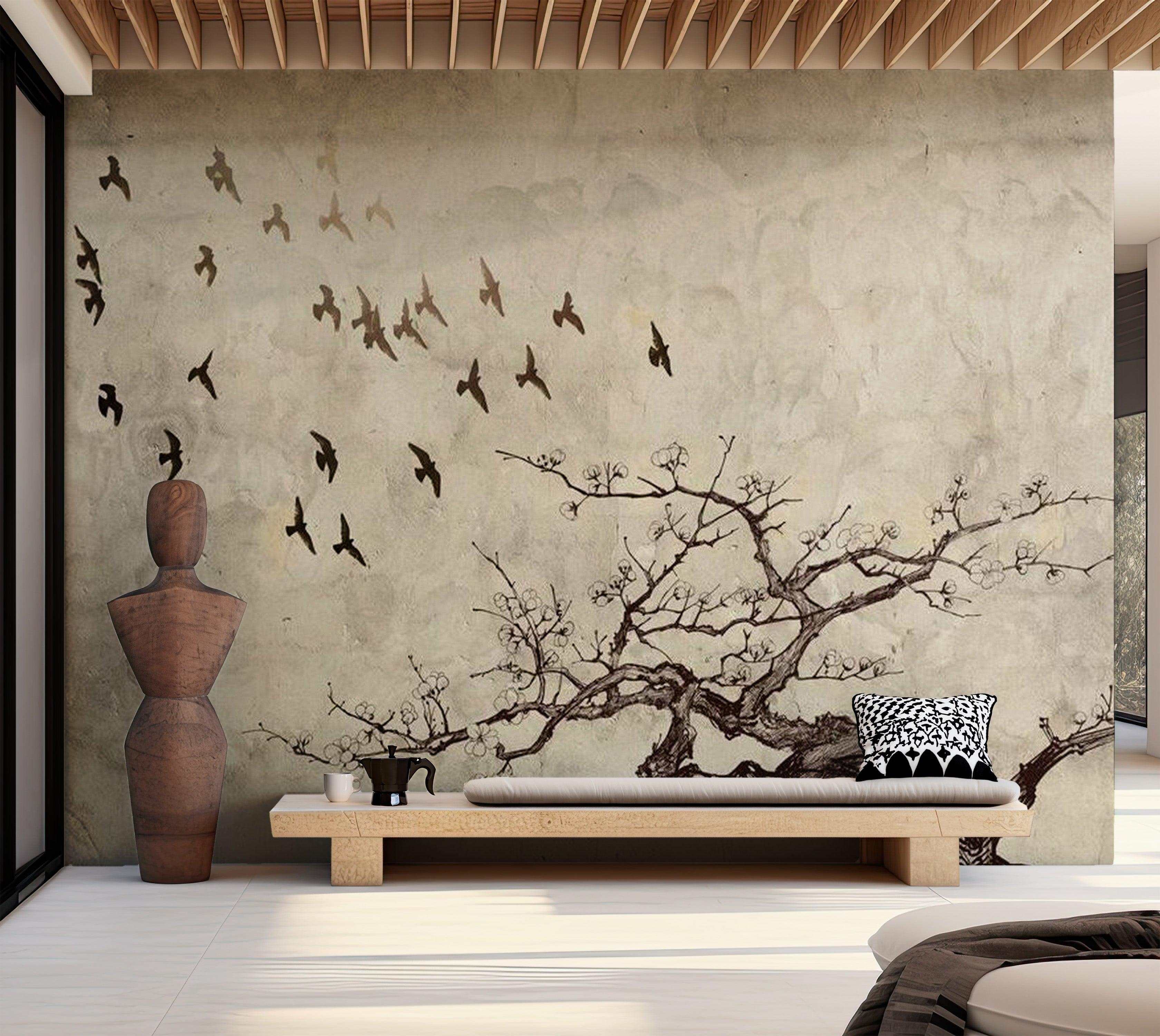 Animal Wallpaper Wall Mural - Flock Of Birds