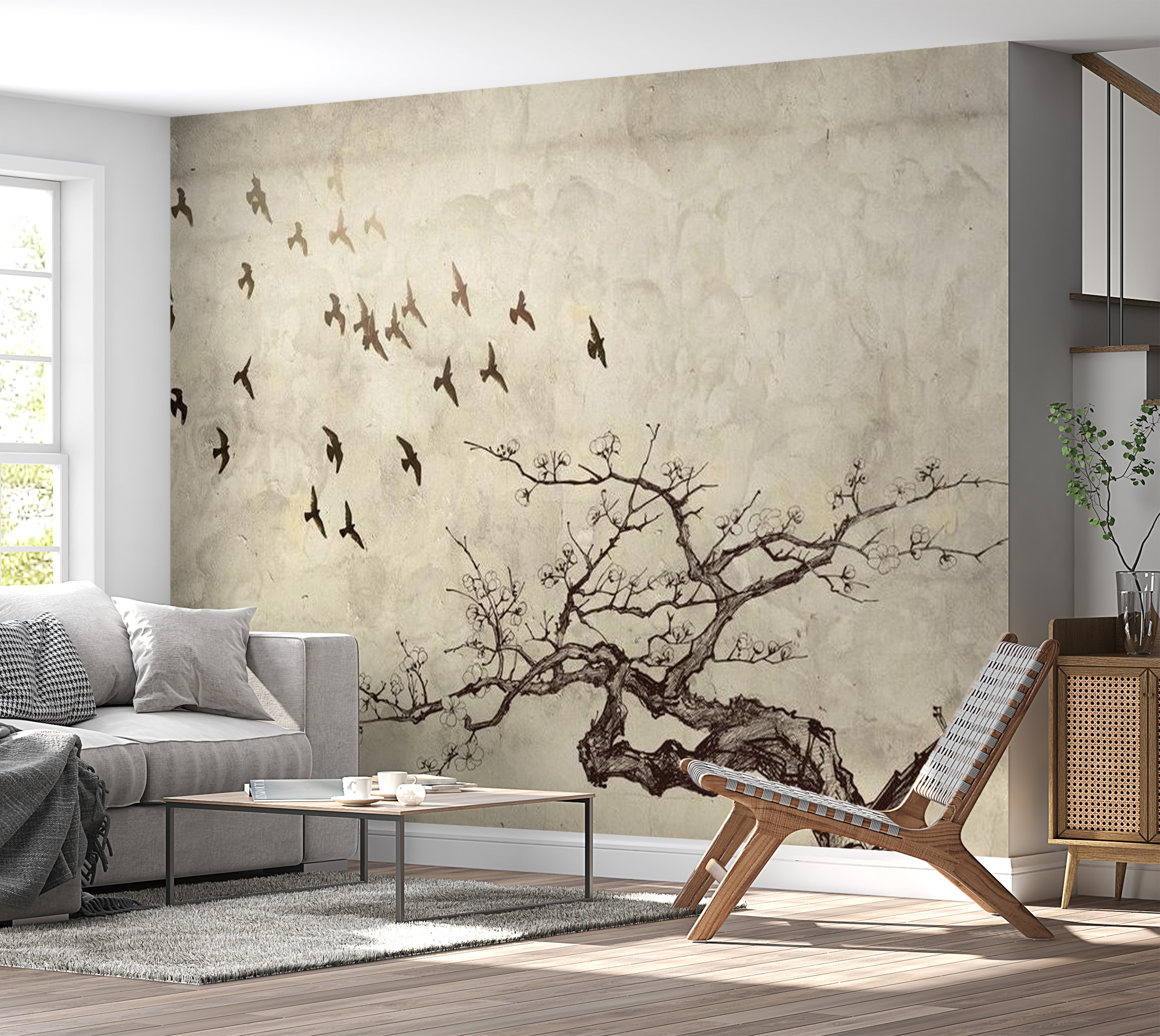 Animal Wallpaper Wall Mural - Flock Of Birds 118"Wx90"H