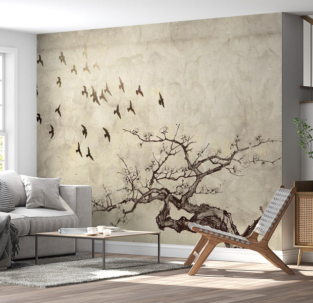 Animal Wallpaper Wall Mural - Flock Of Birds 118"Wx90"H