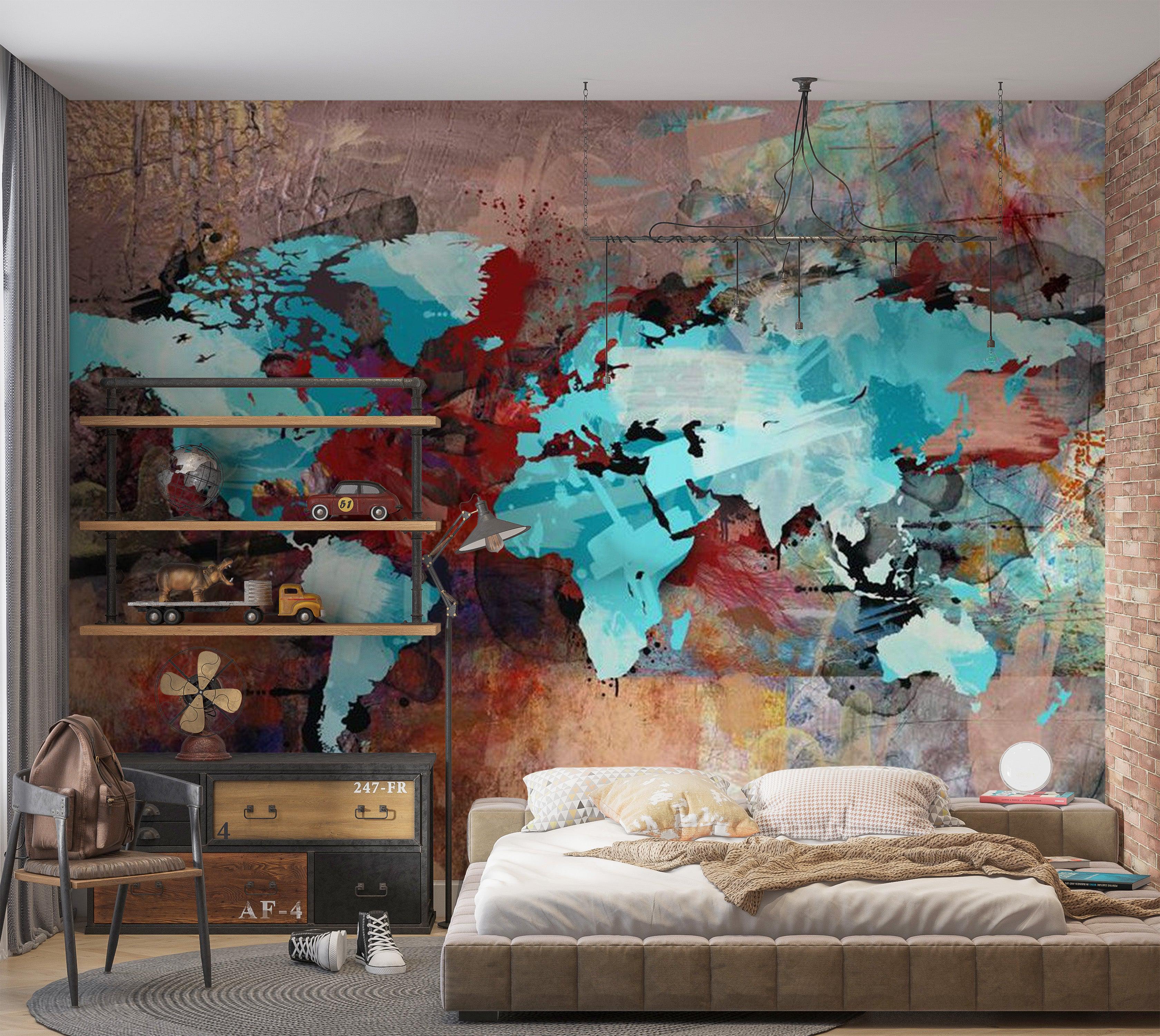 World Map Wallpaper Wall Mural - The Earth In Art