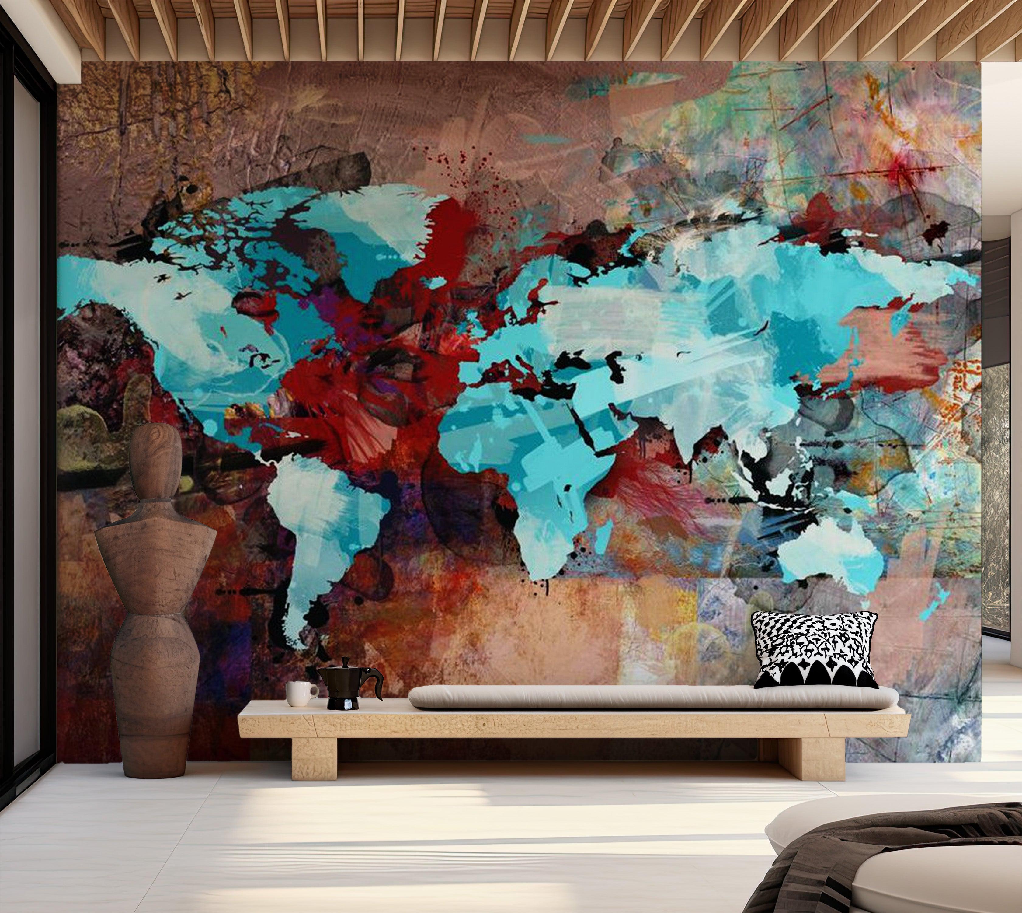 World Map Wallpaper Wall Mural - The Earth In Art